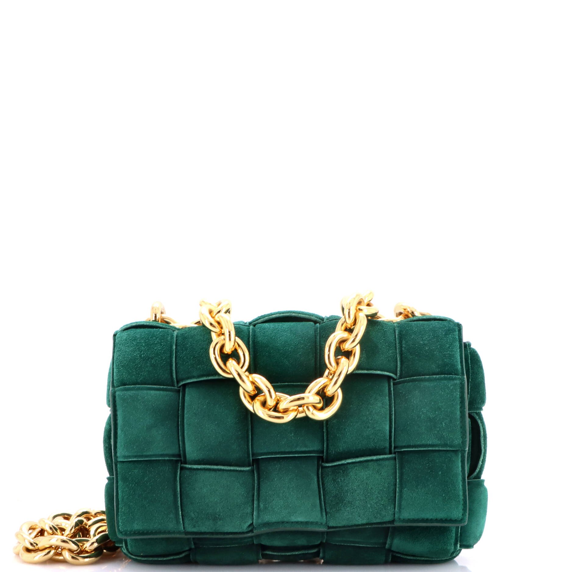 Cassette Chain Crossbody Bag Padded Maxi Intrecciato Suede