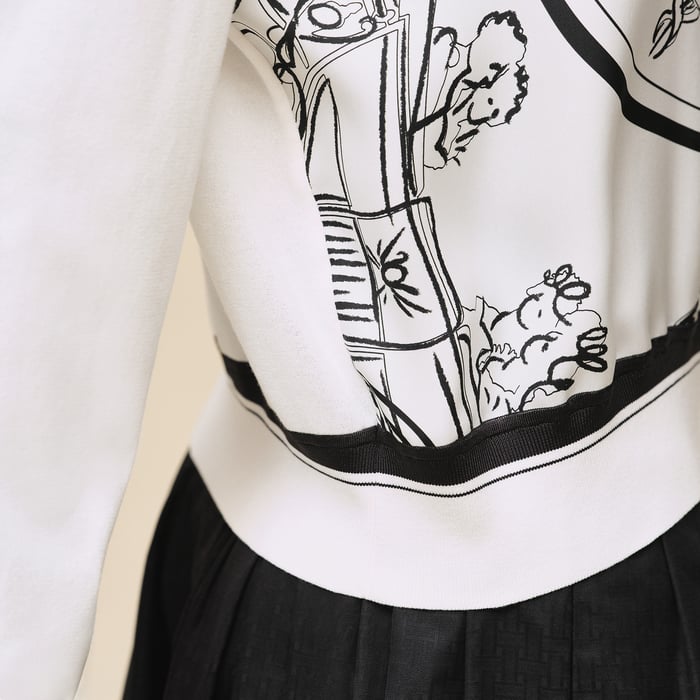 Blanc Nacre "Ex-libris a Main Levee" Long-sleeve Twillaine Sweater