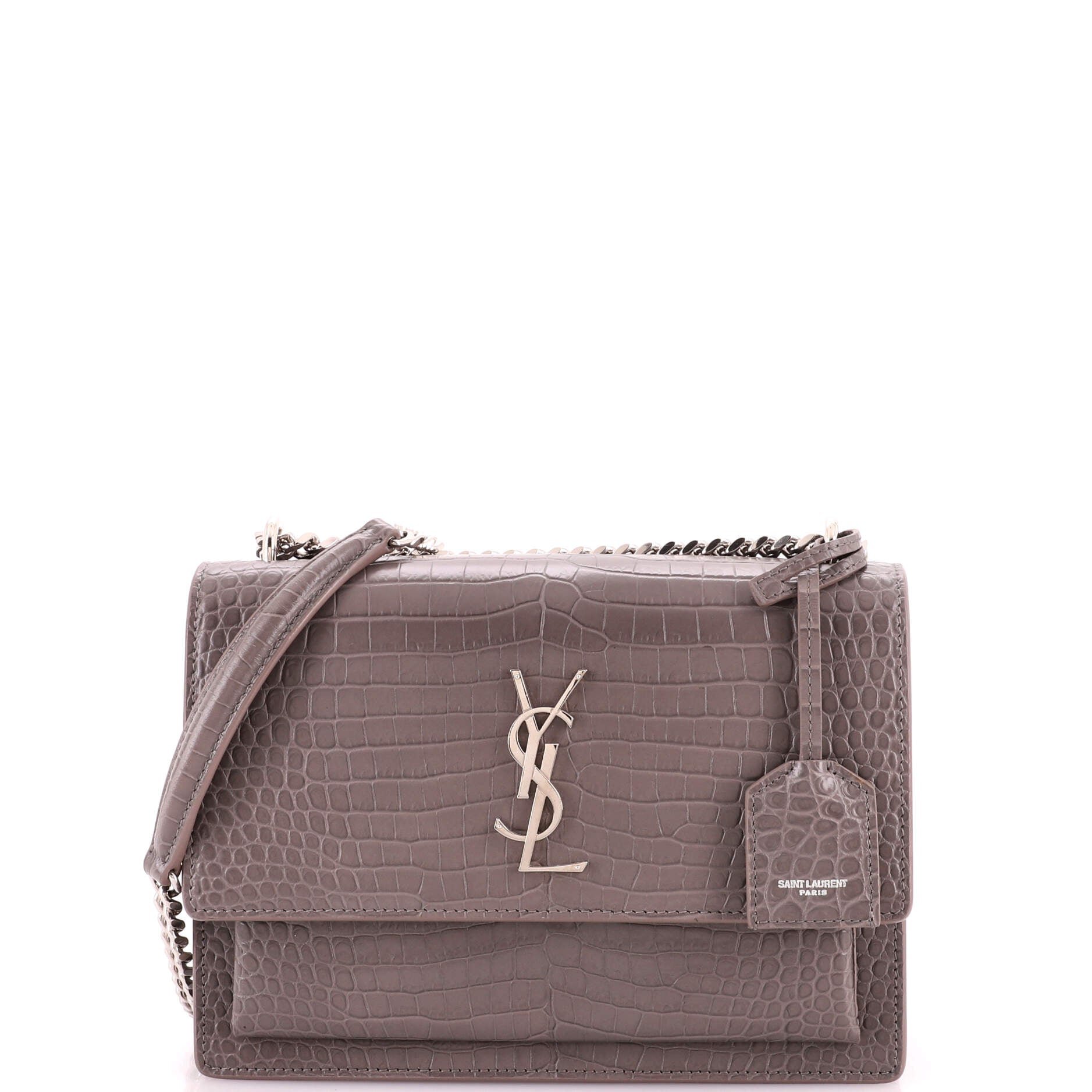 Sunset Crossbody Bag Crocodile Embossed Leather Medium
