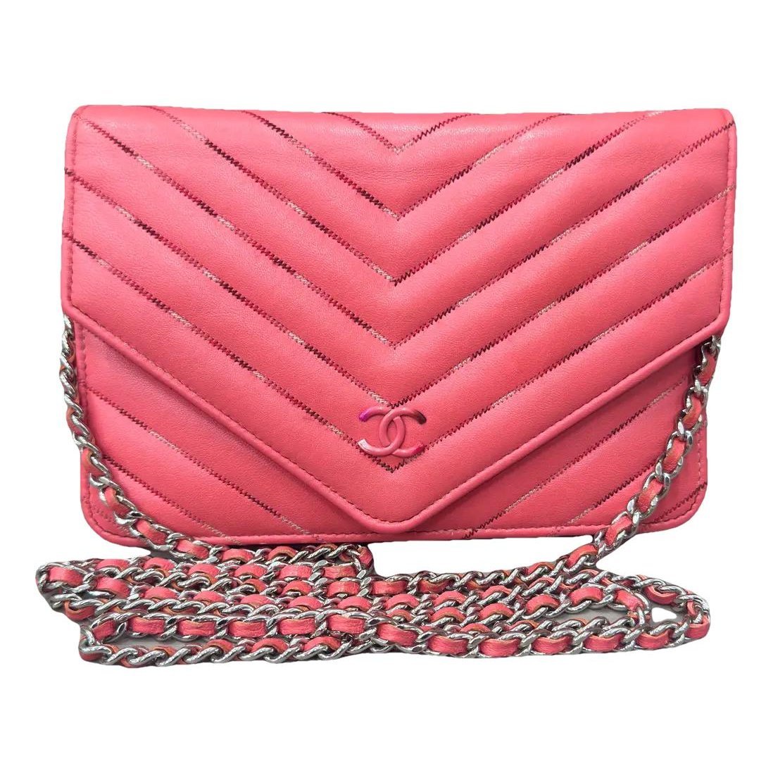 Trendy CC Wallet on Chain leather handbag