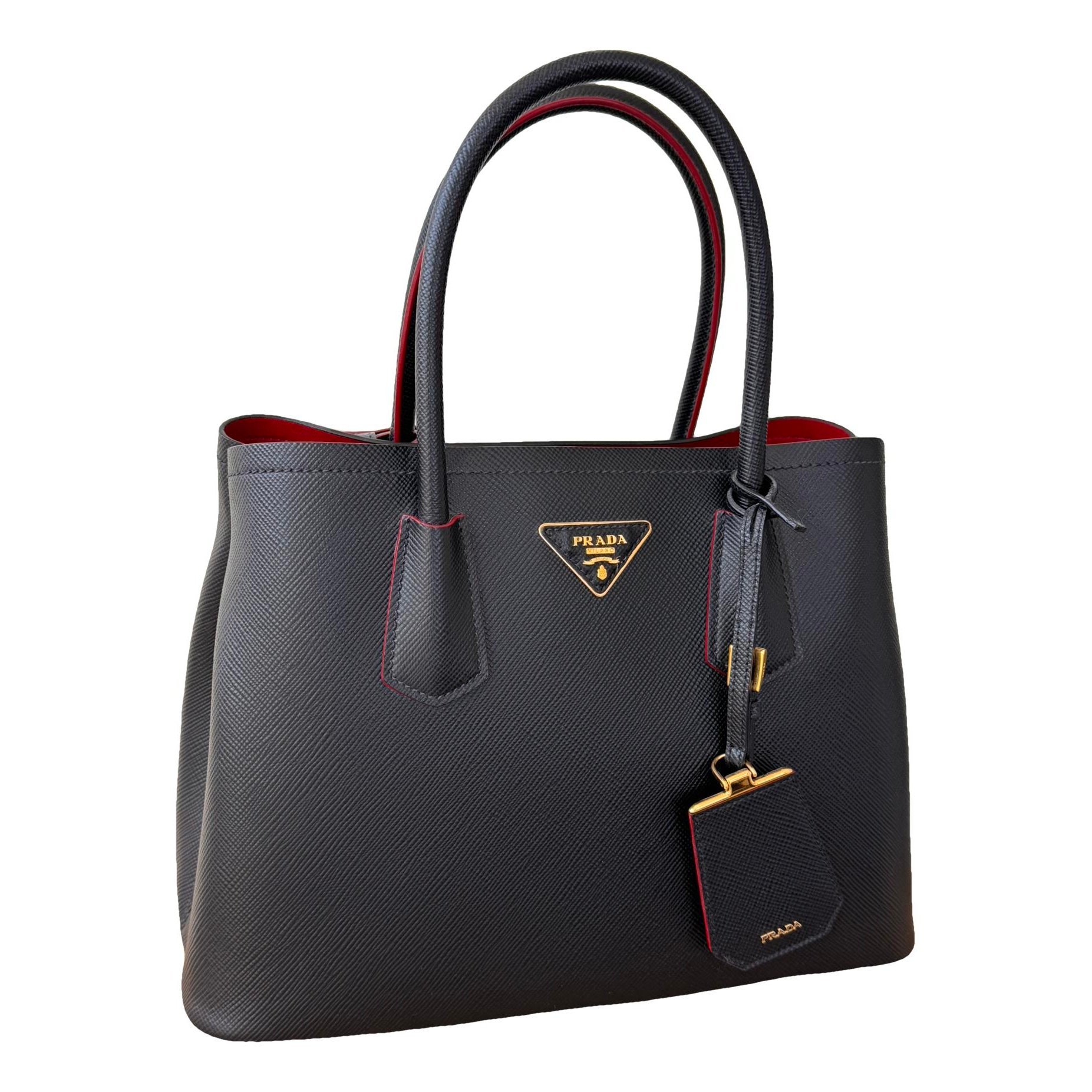 Double leather handbag