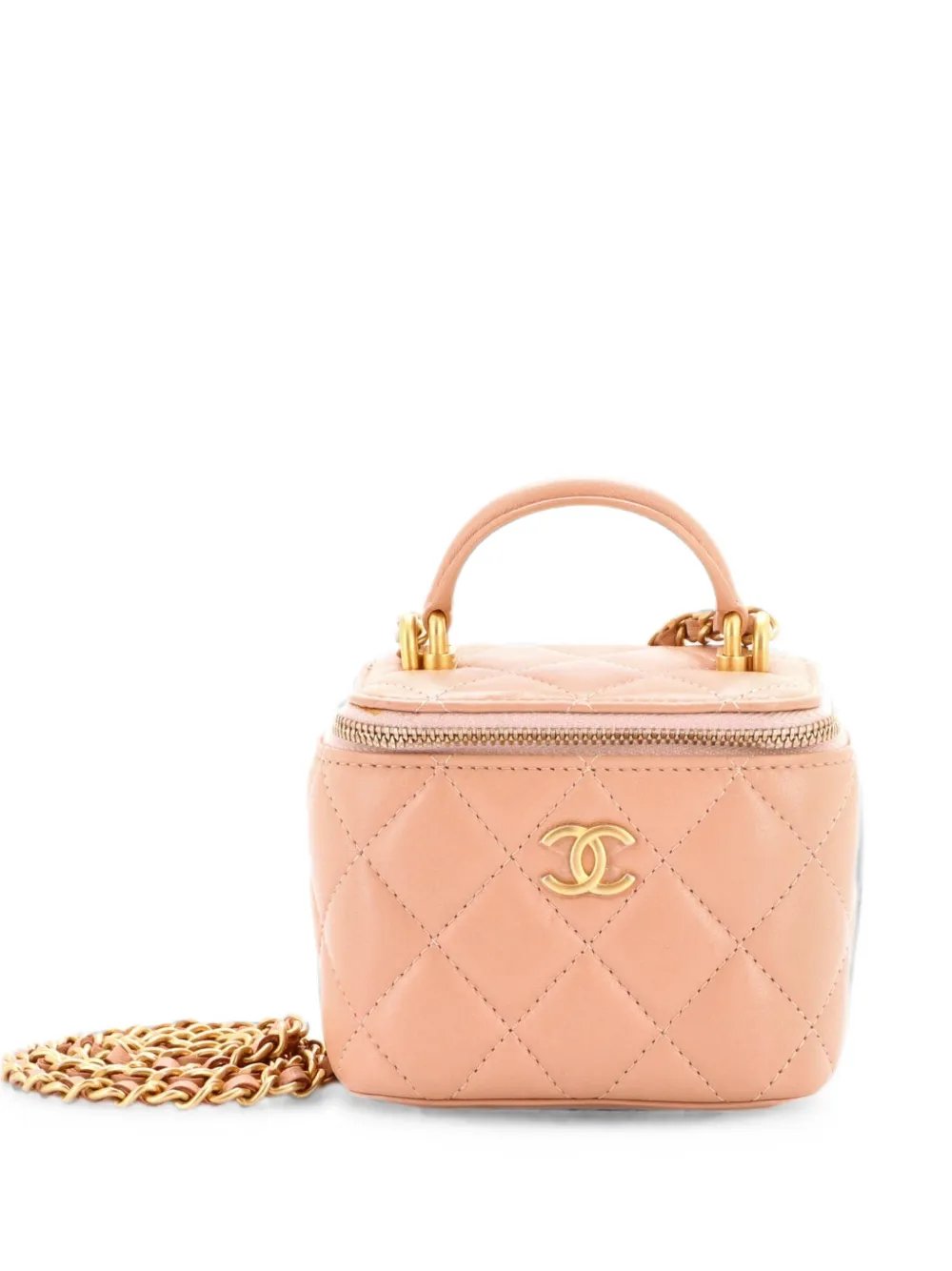 Classic Top Handle Vanity Case with Chain Quilted Lambskin Mini crossbody bag