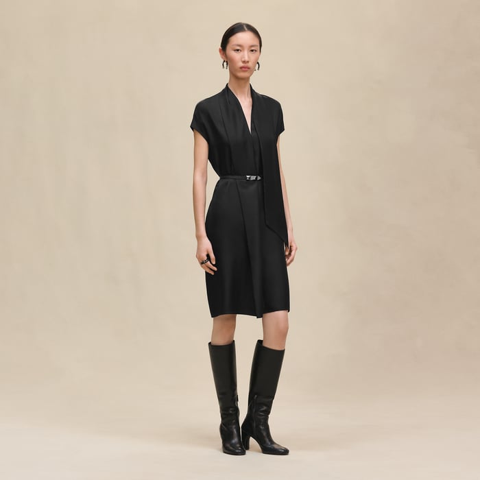 Noir Ascot Collar Dress