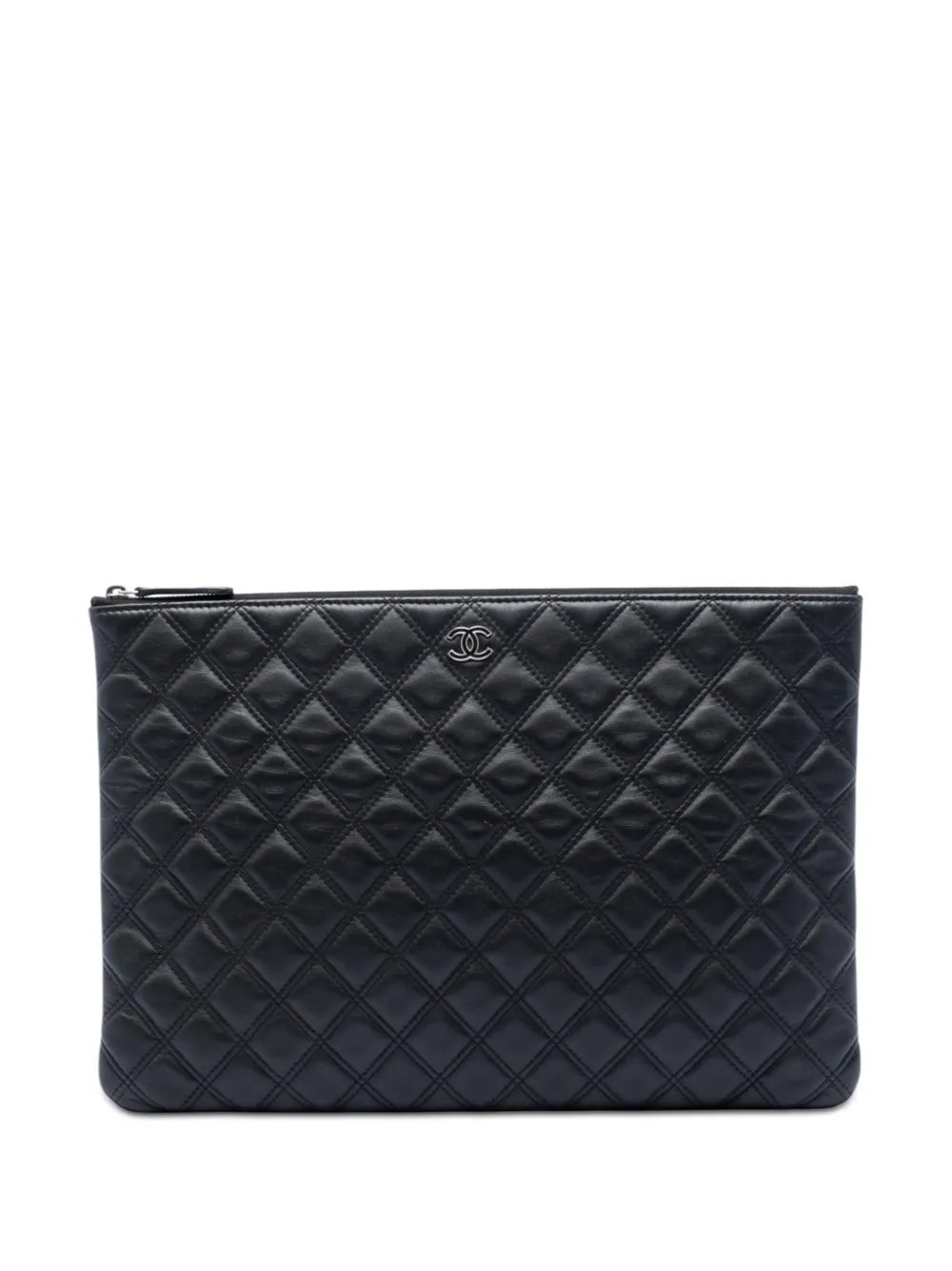 2014-2015 Large Quilted Lambskin Double Stitch O Case clutch bag