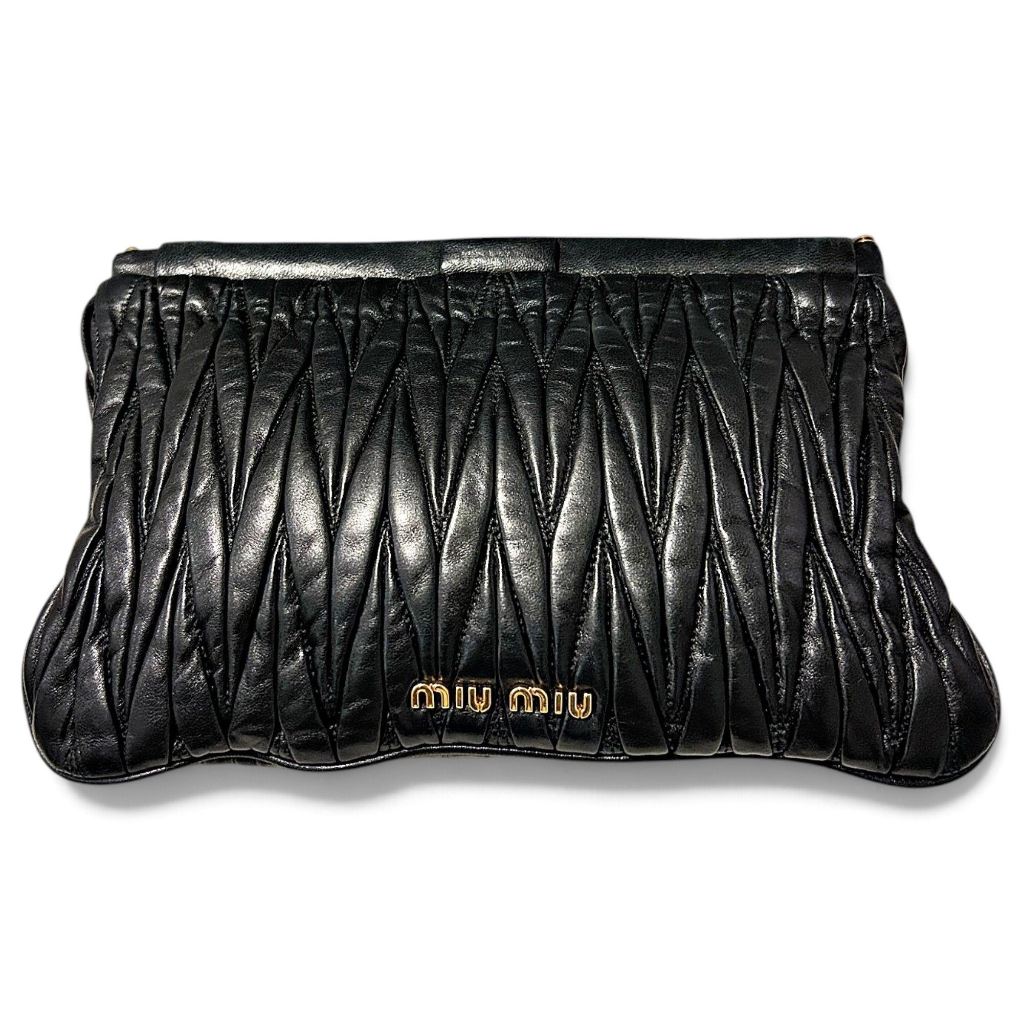 Matelassé leather clutch bag