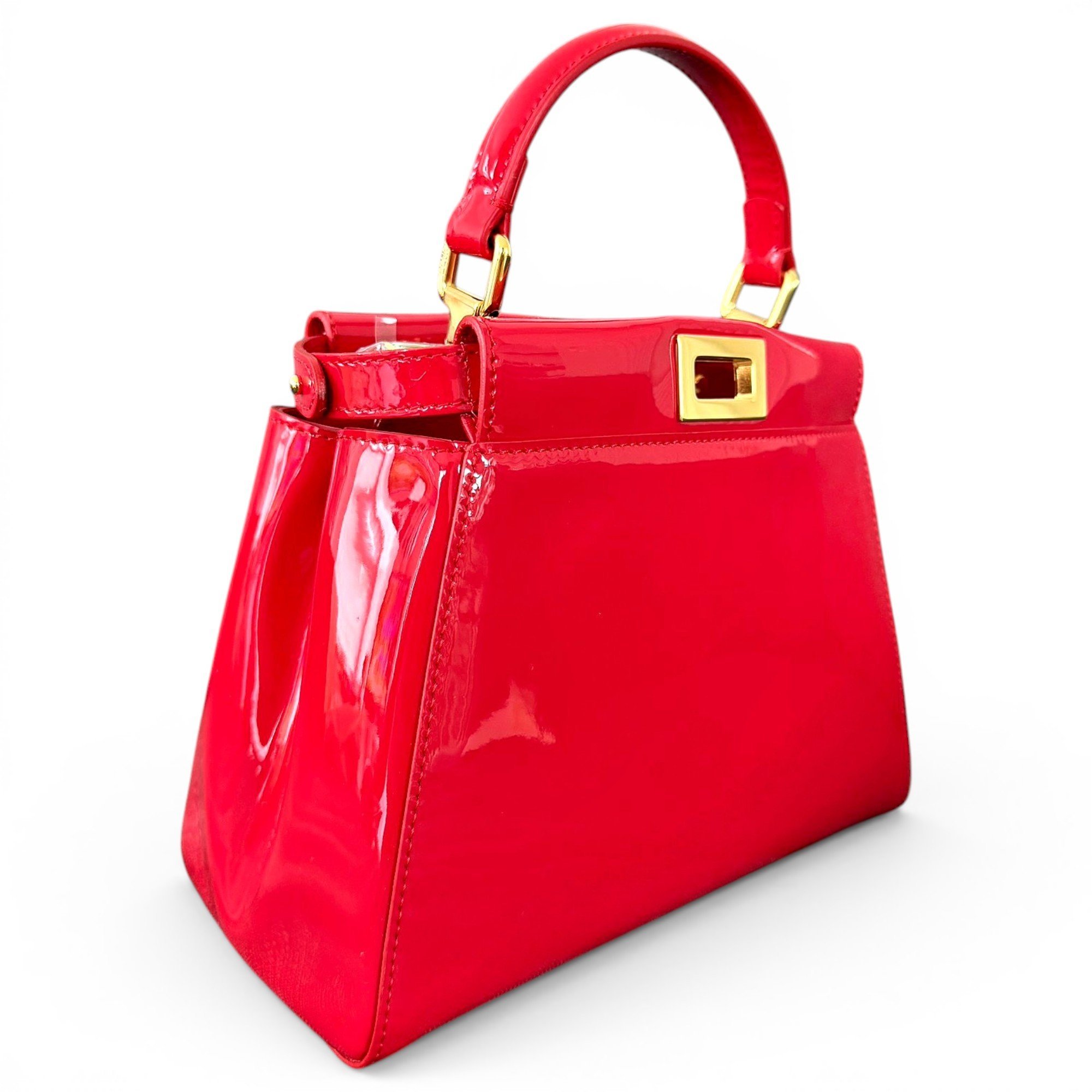 Peekaboo patent leather handbag