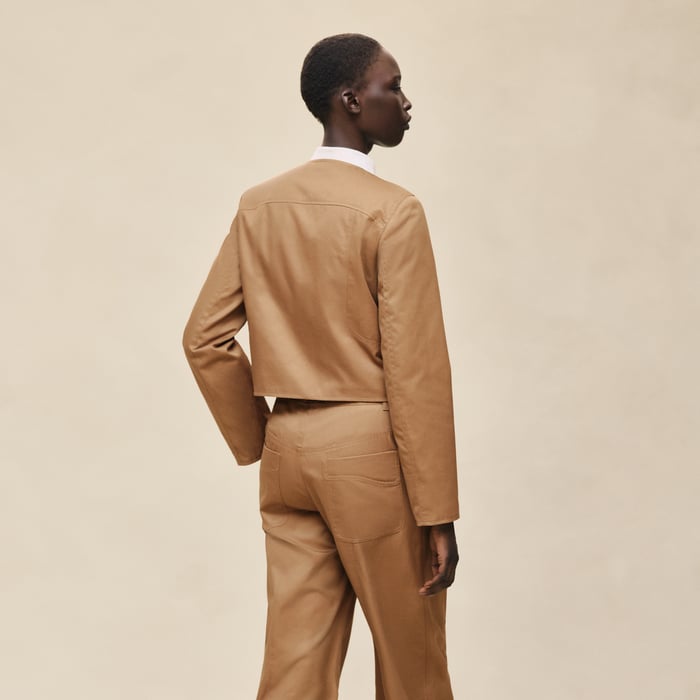 Brun Mahogany Blouson En Twill De Coton