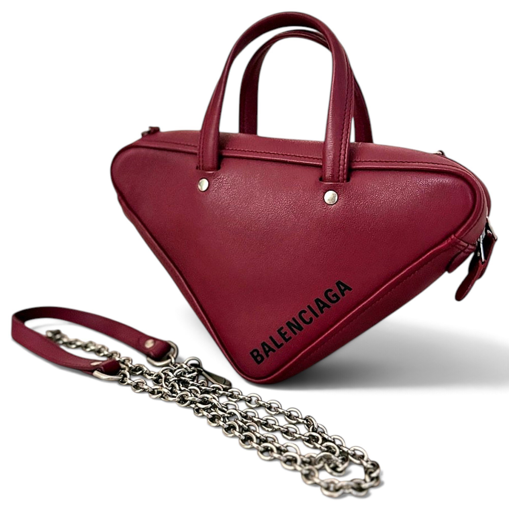 Triangle leather crossbody bag