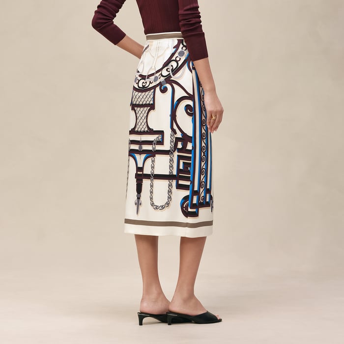 Blanc Céramique "l'Enseigne Du Sellier" Long Skirt