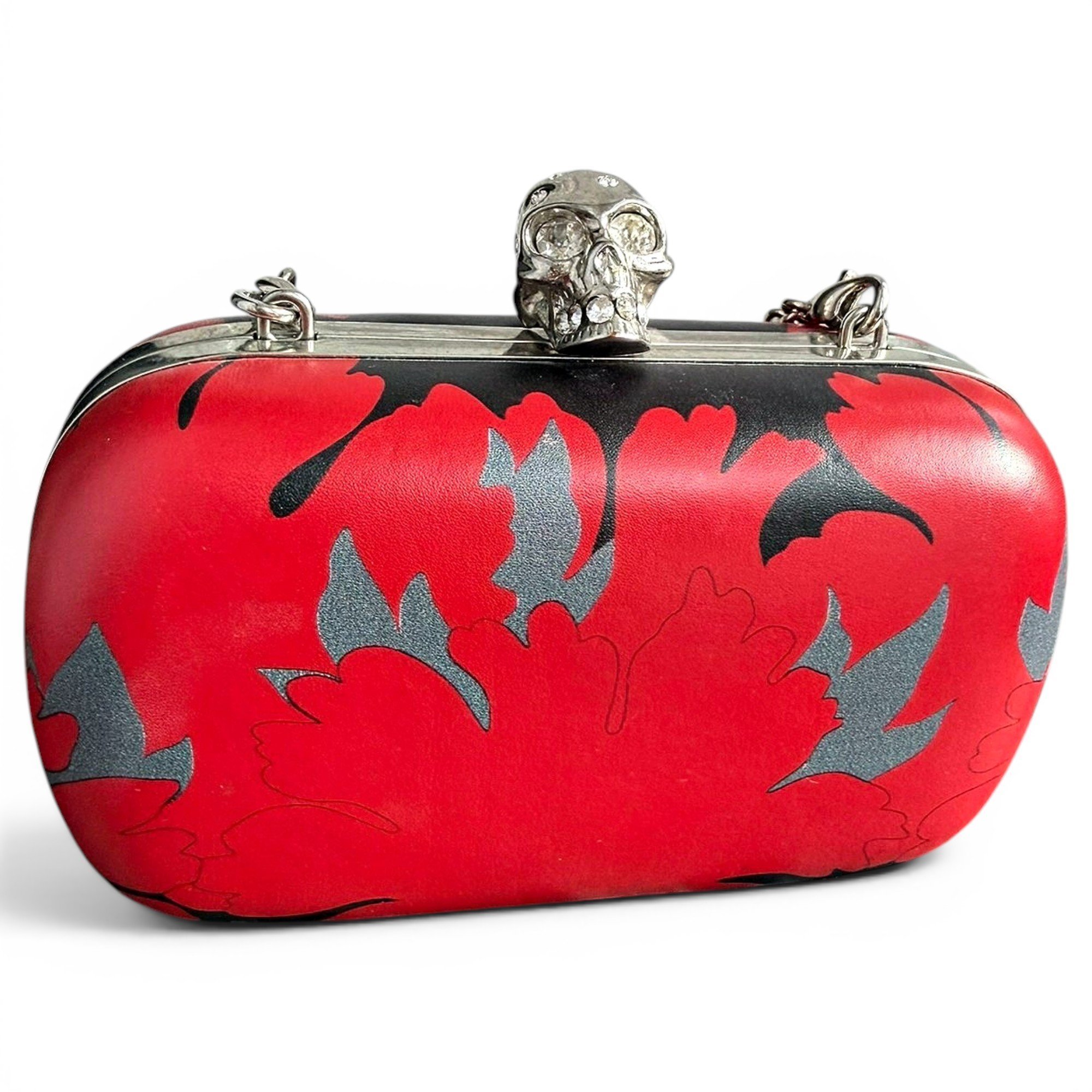 Skull leather clutch bag