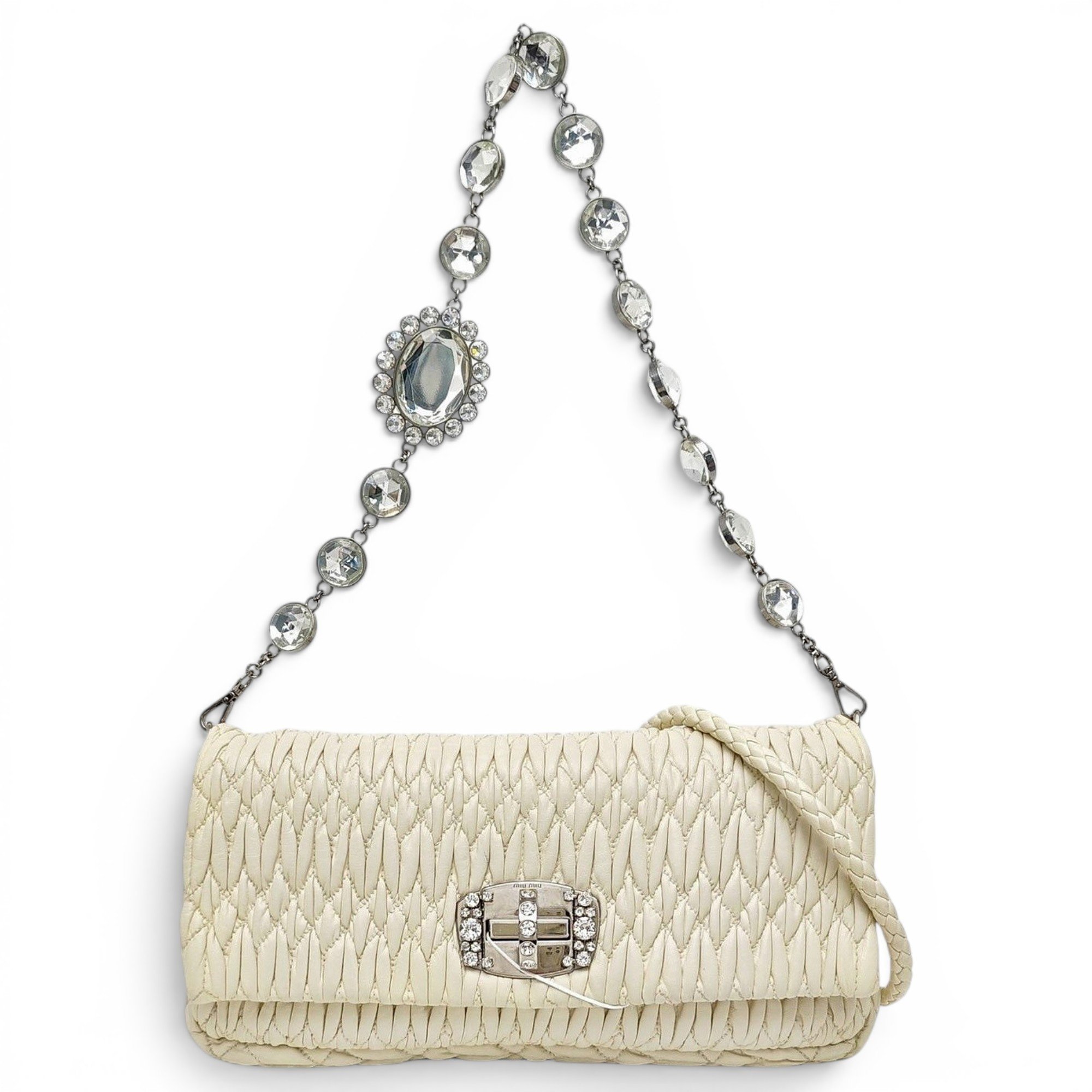 Miu Crystal leather handbag