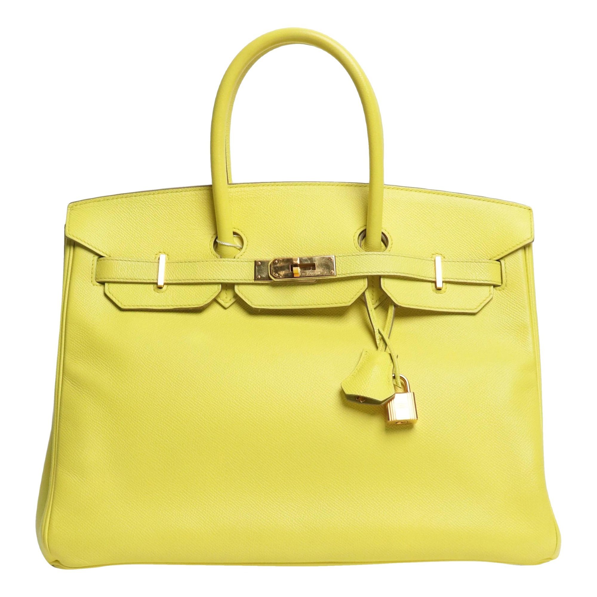 Hermes Birkin 35 Handbag Lime Epsom Leather