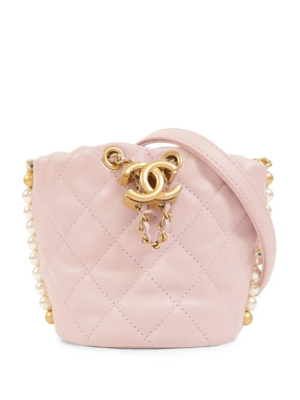 mini quilted CC drawstring bucket bag