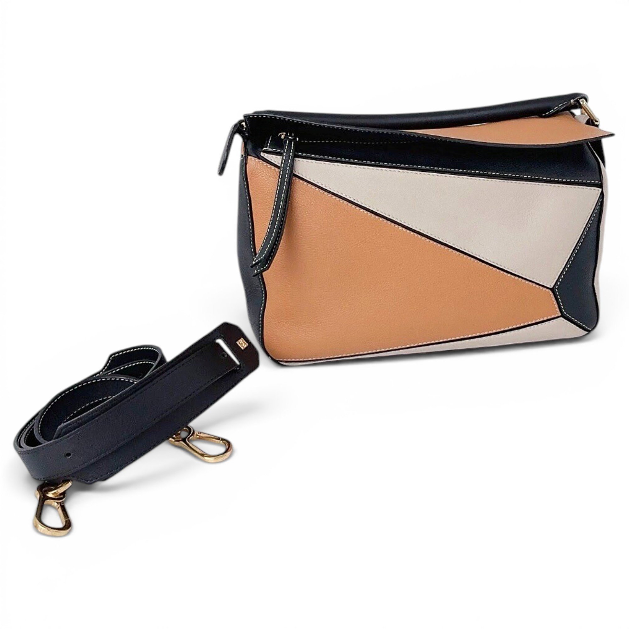 Puzzle leather handbag