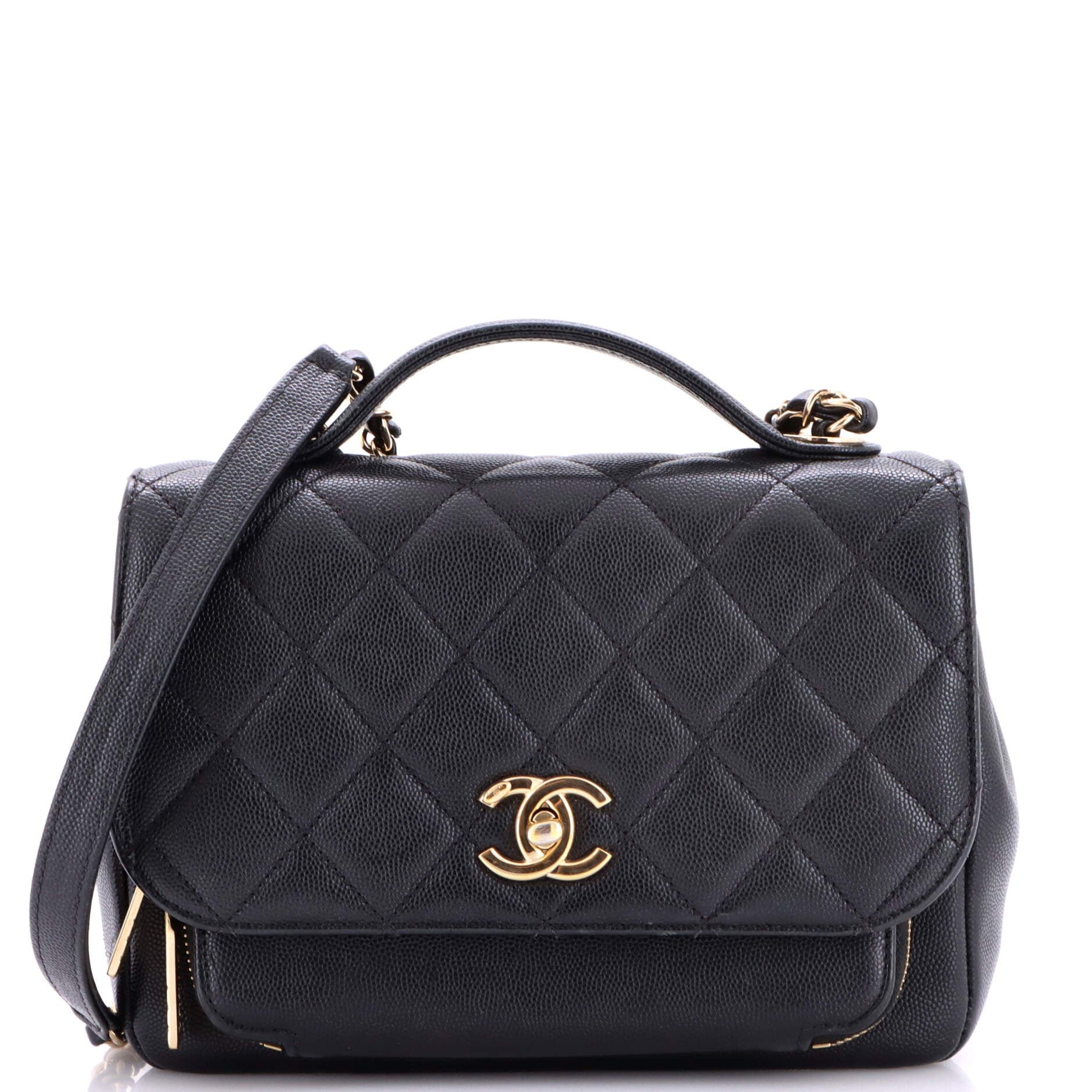 Business Affinity Flap Bag Quilted Caviar Small