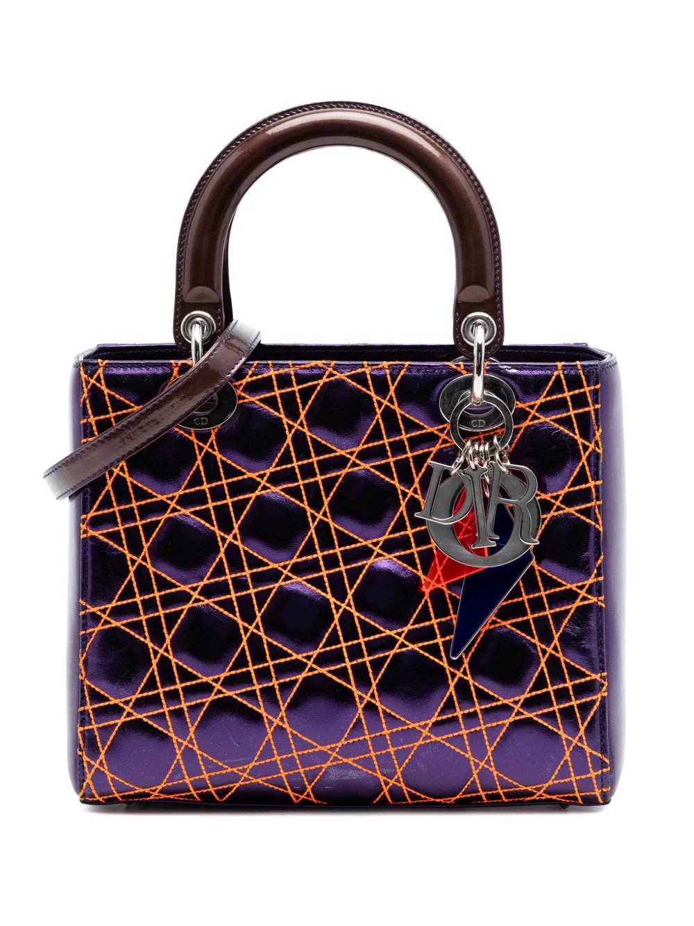 2011 Anselm Reyle Medium Metallic Lambskin Cannage Lady Dior satchel