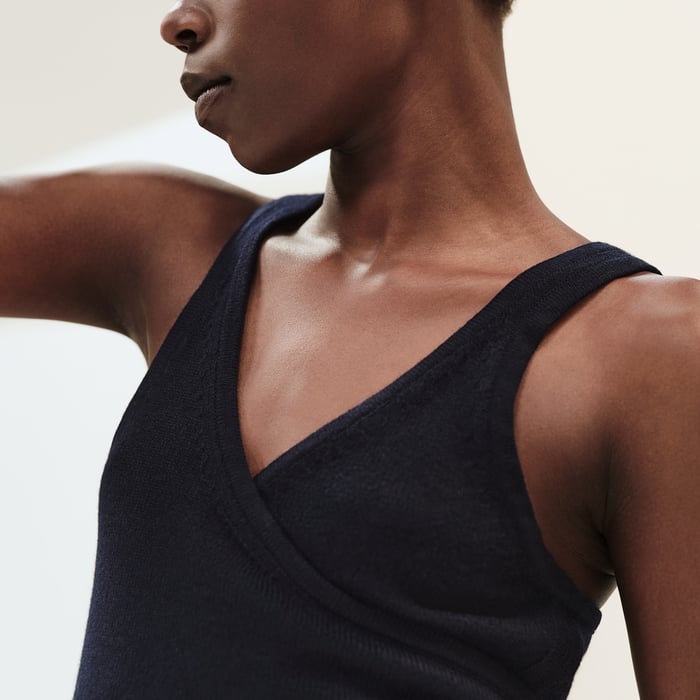 Bleu Noir Cashmere Sleeveless Cardigan