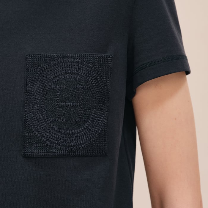 Bleu Noir Embroidered Pocket T-shirt