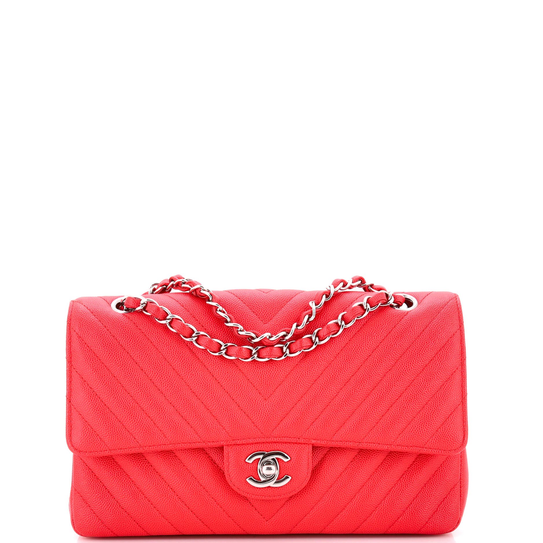 Chanel Classic Double Flap Bag Chevron Caviar Medium