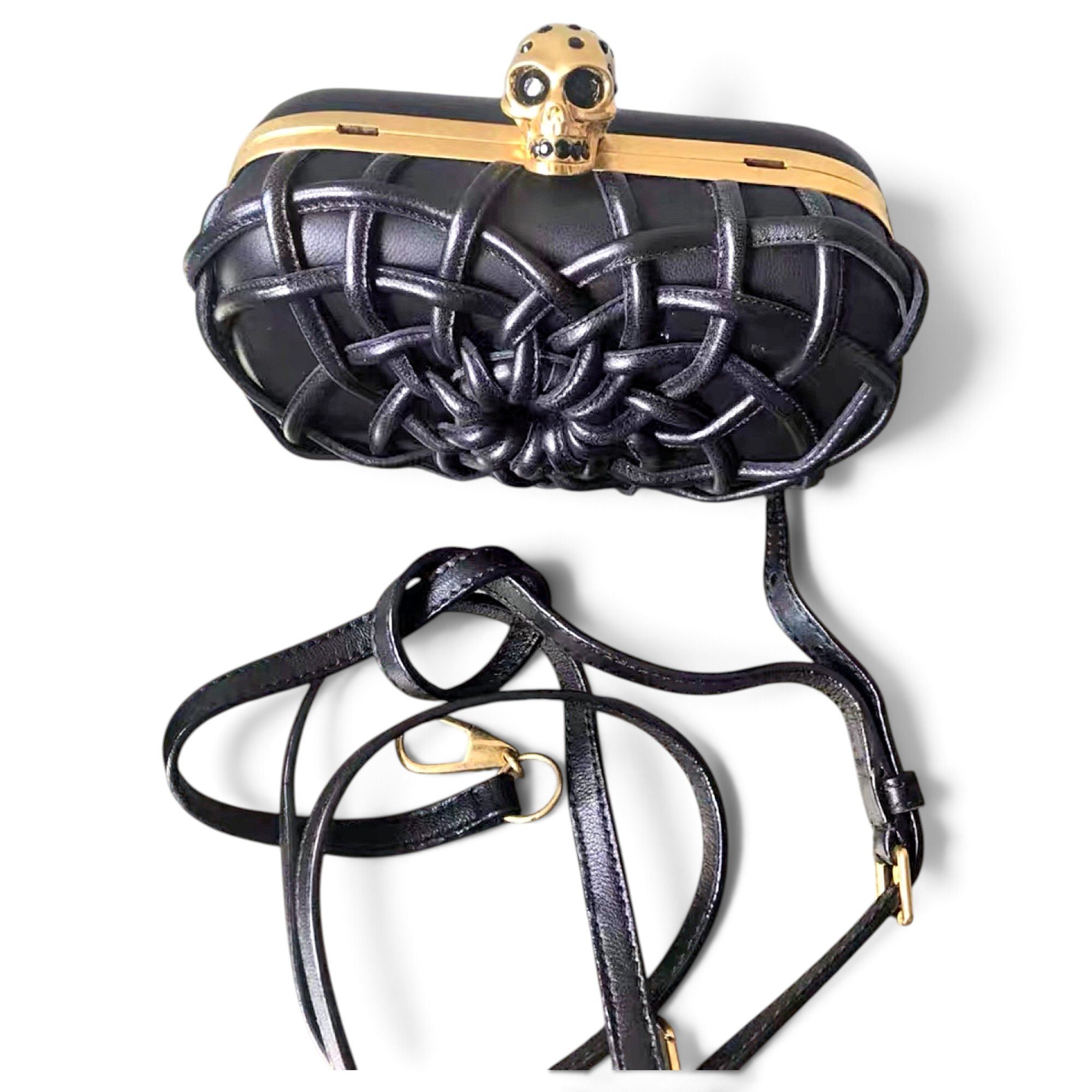 Skull leather clutch bag
