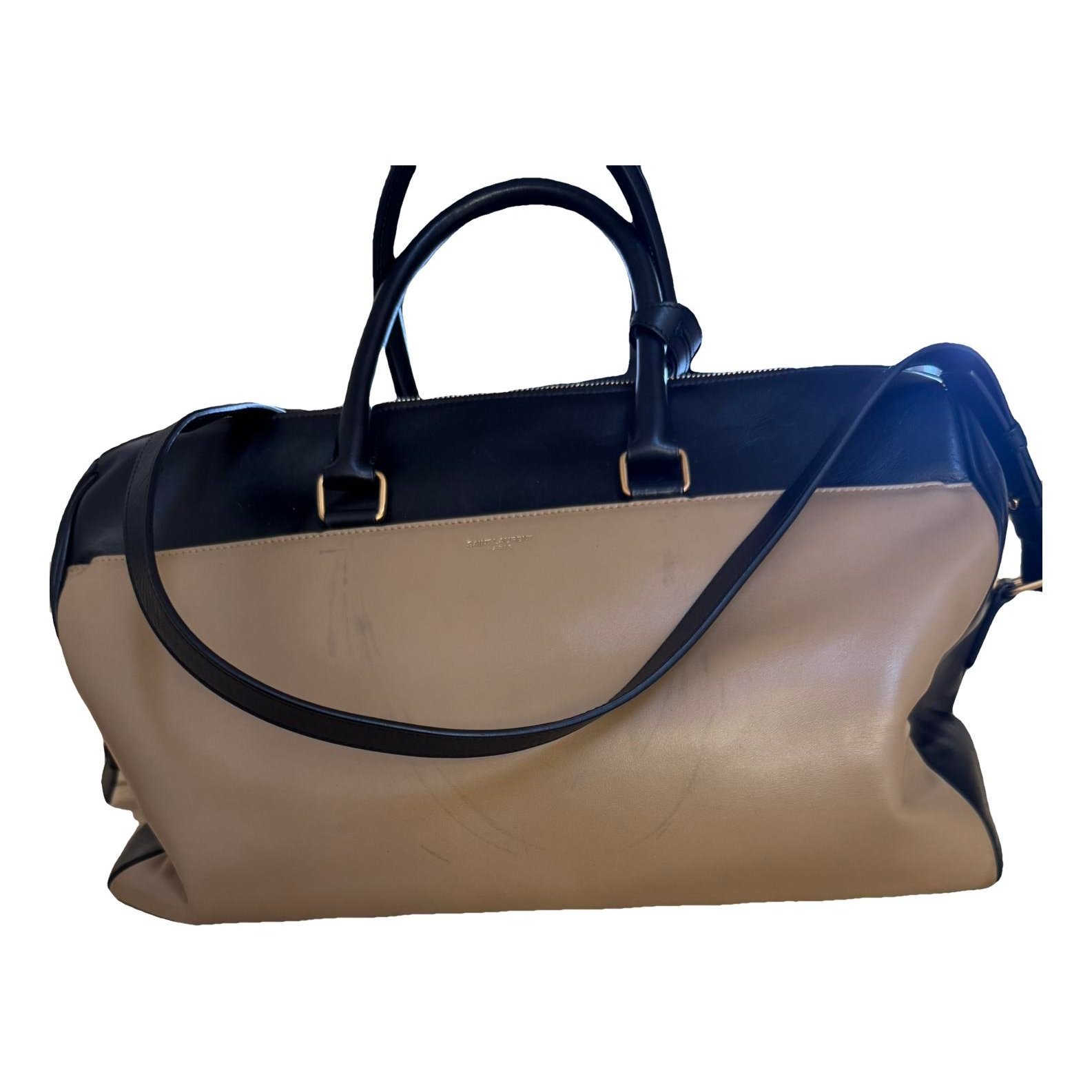 Duffle leather handbag