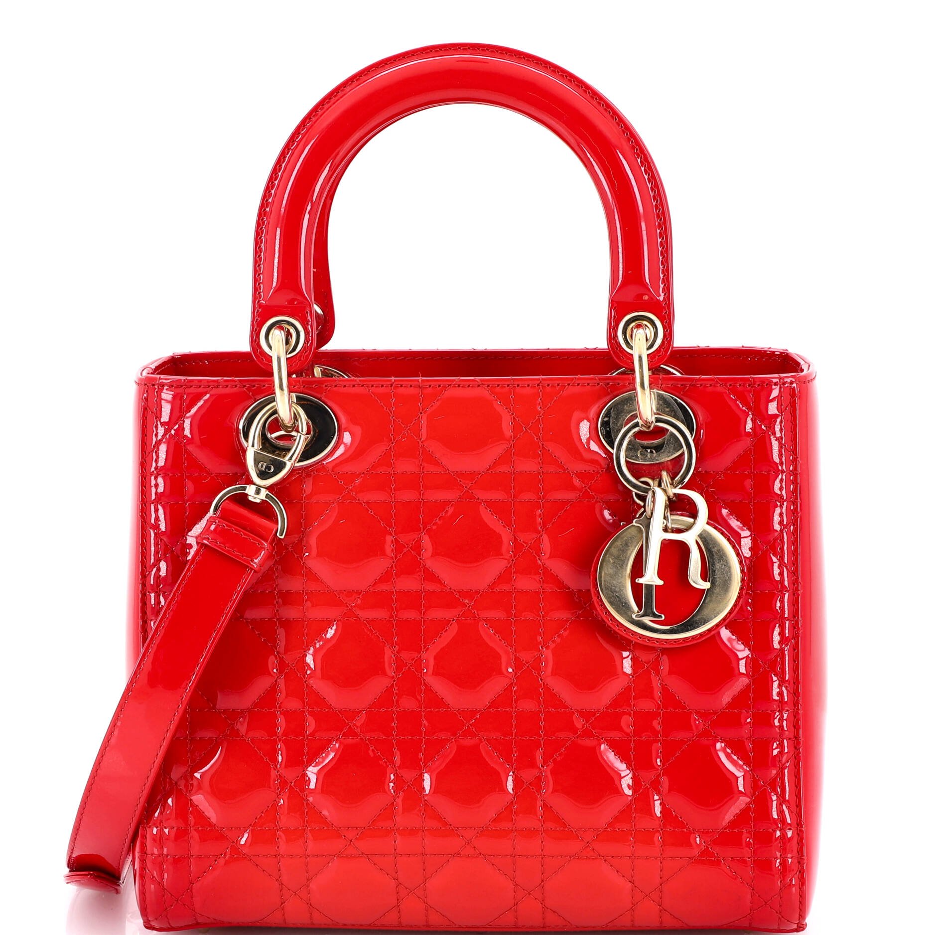 Dior Lady Dior Bag Cannage Quilt Patent Medium