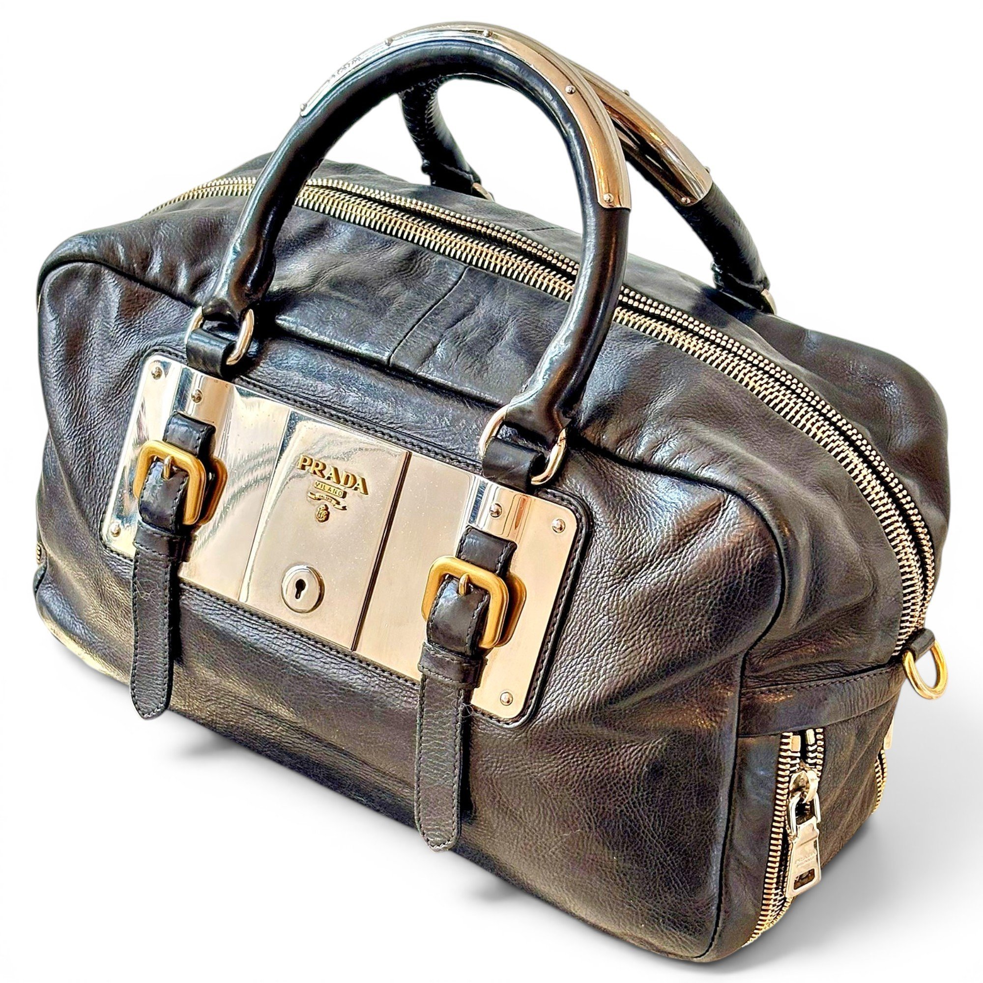 Bowling leather handbag