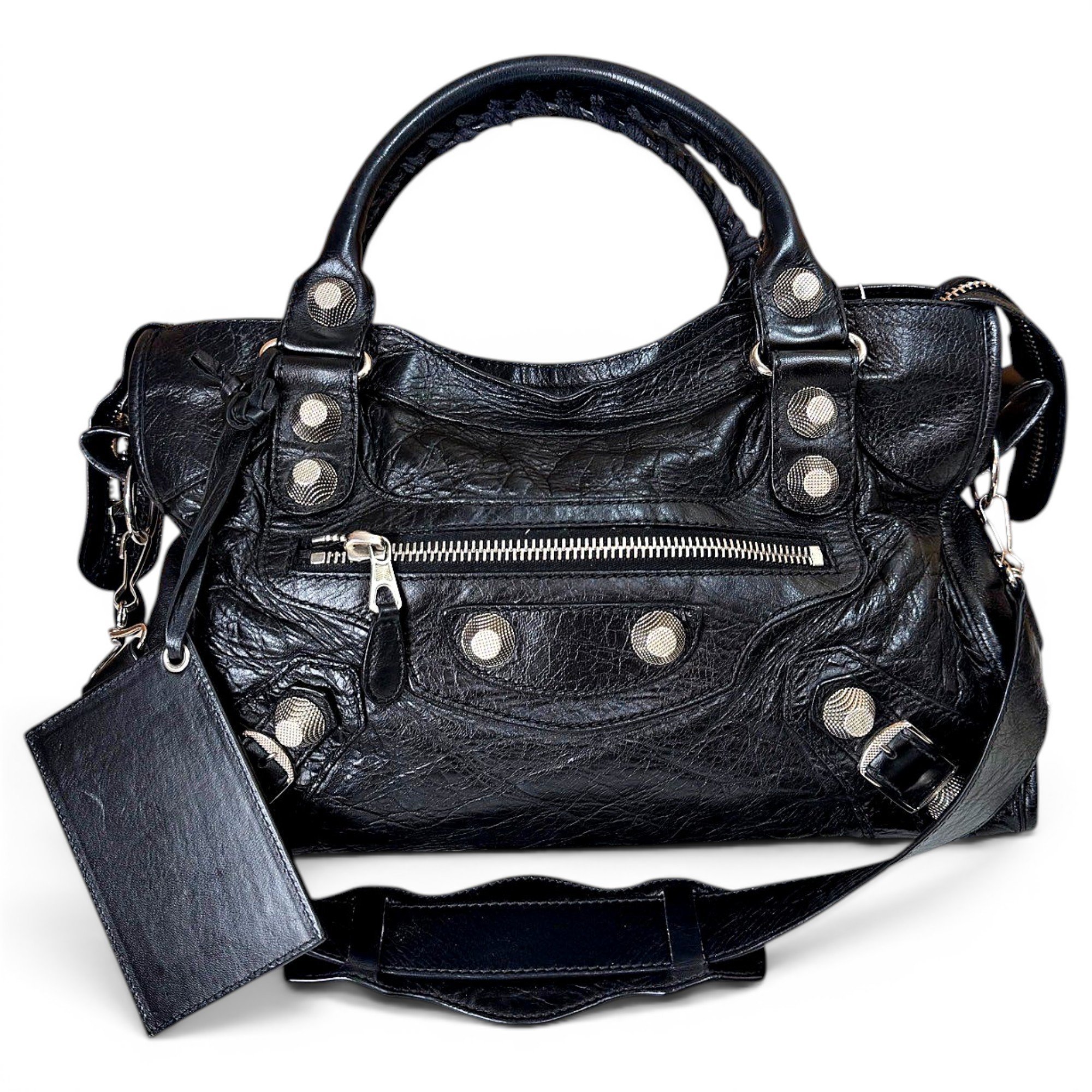City leather handbag