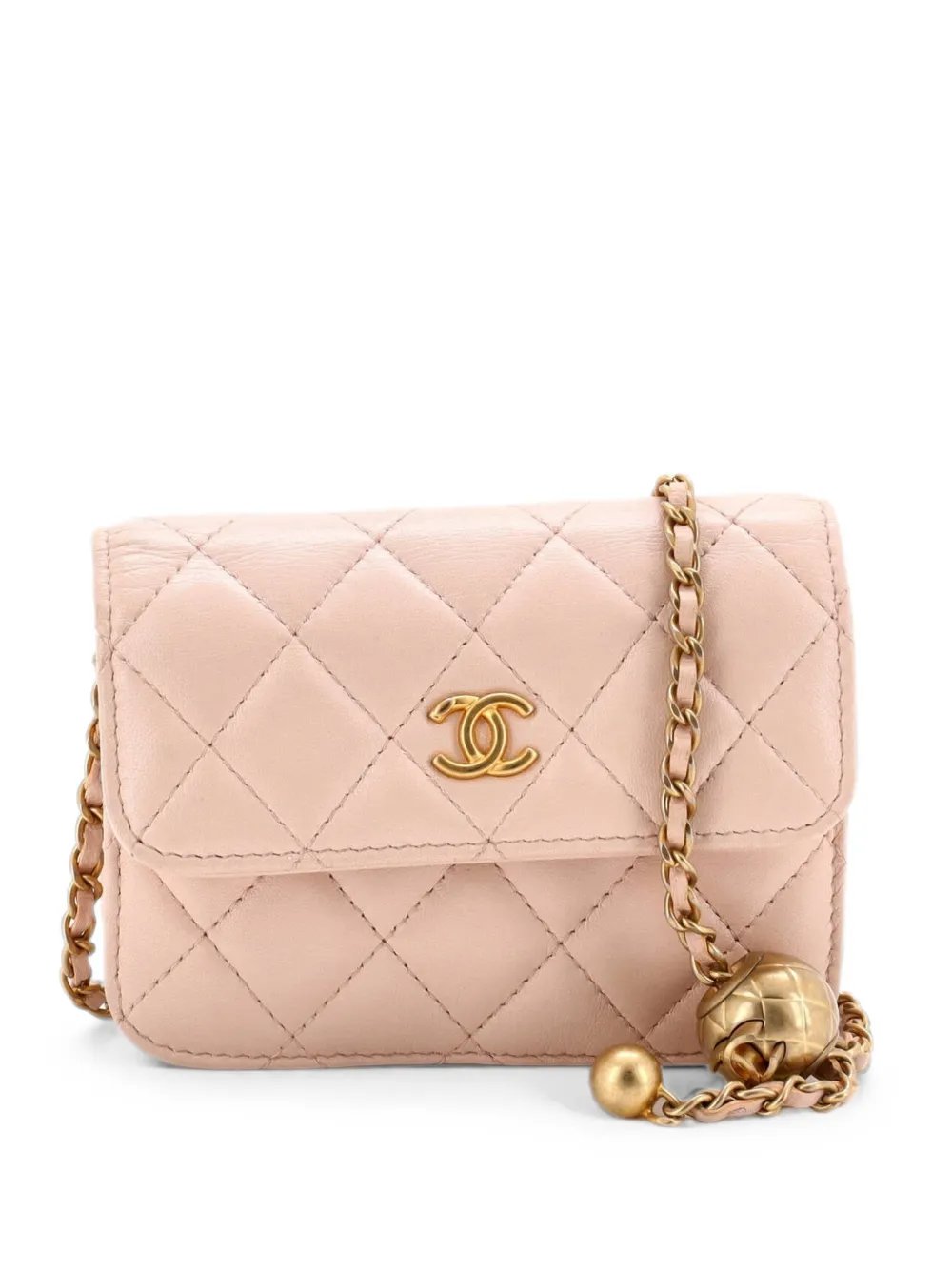 Pearl Crush Flap Clutch with Chain Quilted Lambskin Mini crossbody bag