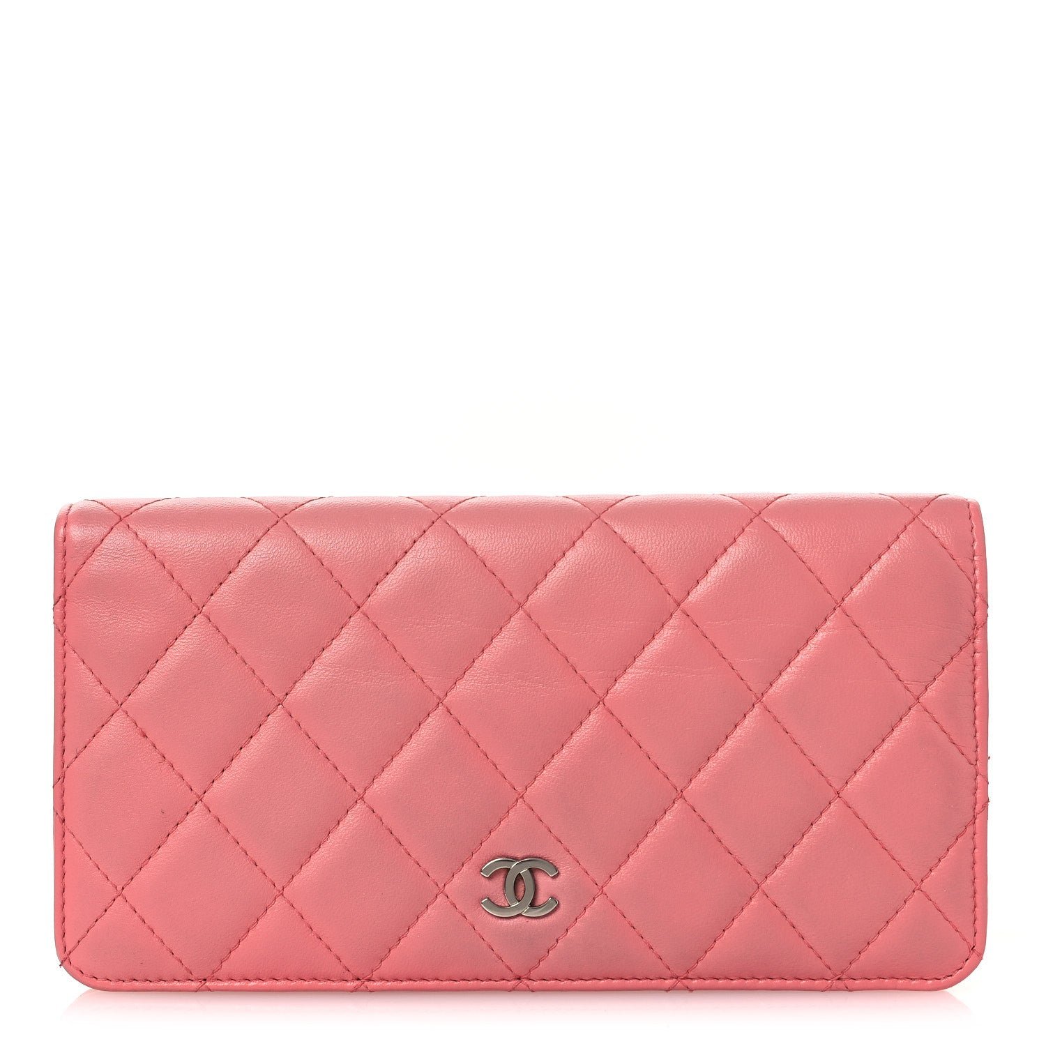 Chanel Lambskin Quilted Yen Wallet Pink