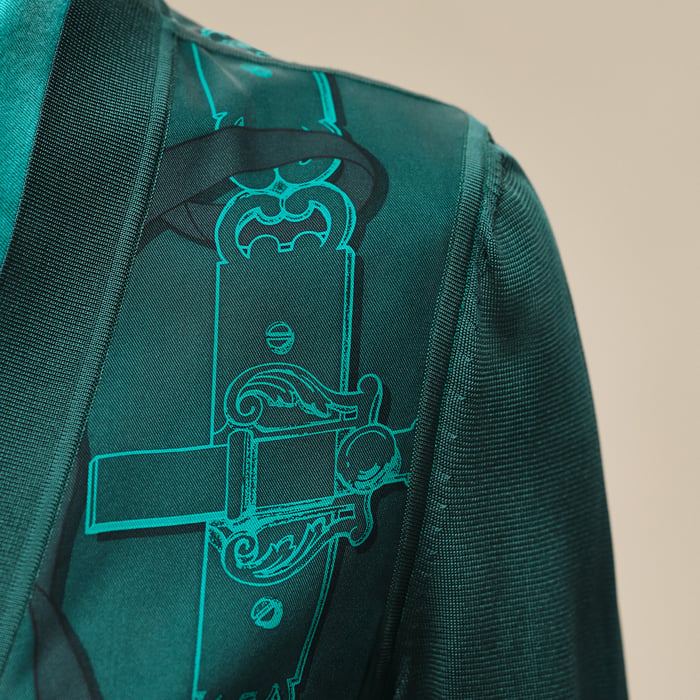 Vert Pin "Ferronnerie Remix" Long-sleeve Twillaine Cardigan