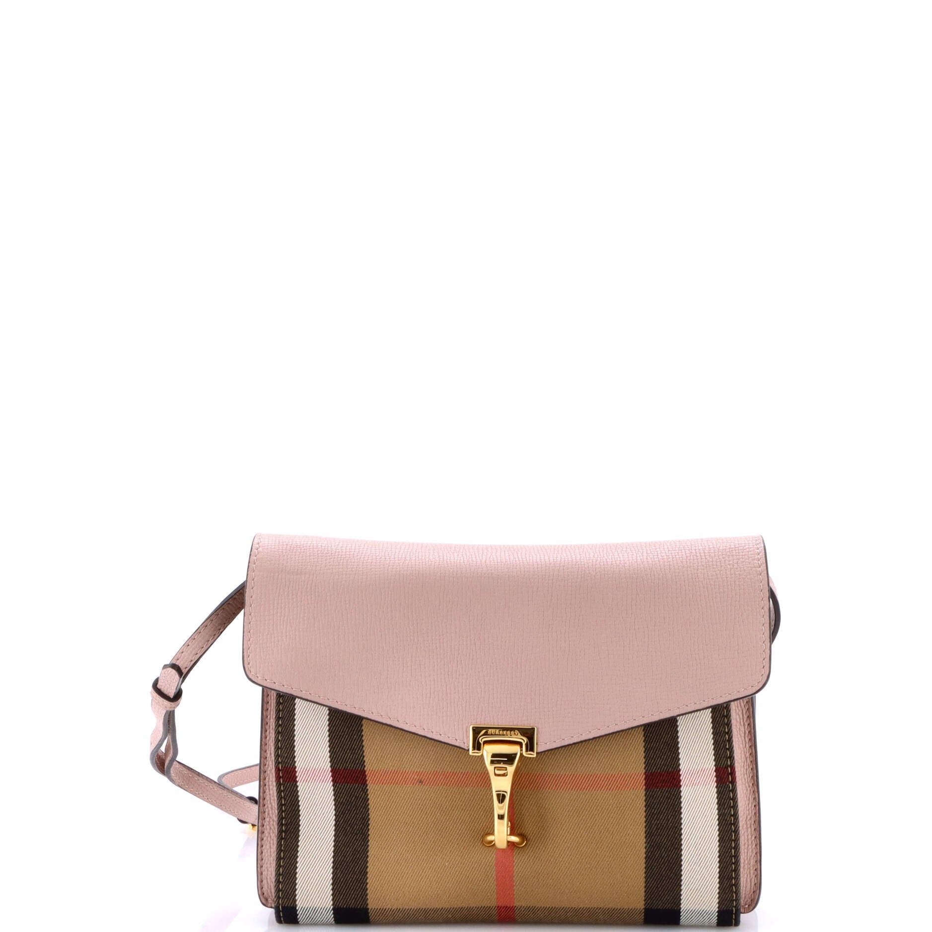 Burberry Macken Crossbody Bag Leather and House Check Canvas Small