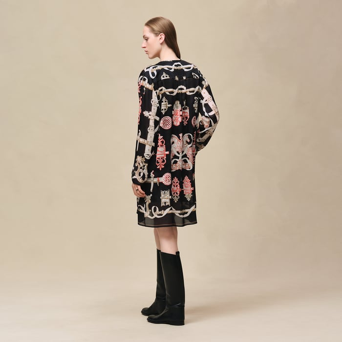 Noir "Ferronnerie Remix" Knotted Collar Dress