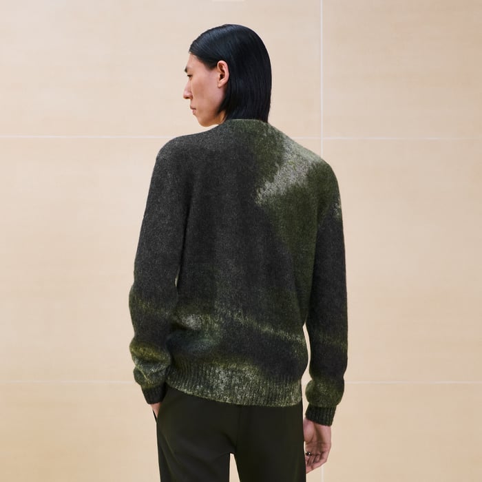 Kaki "Reflets Equestres" Buttoned Cardigan