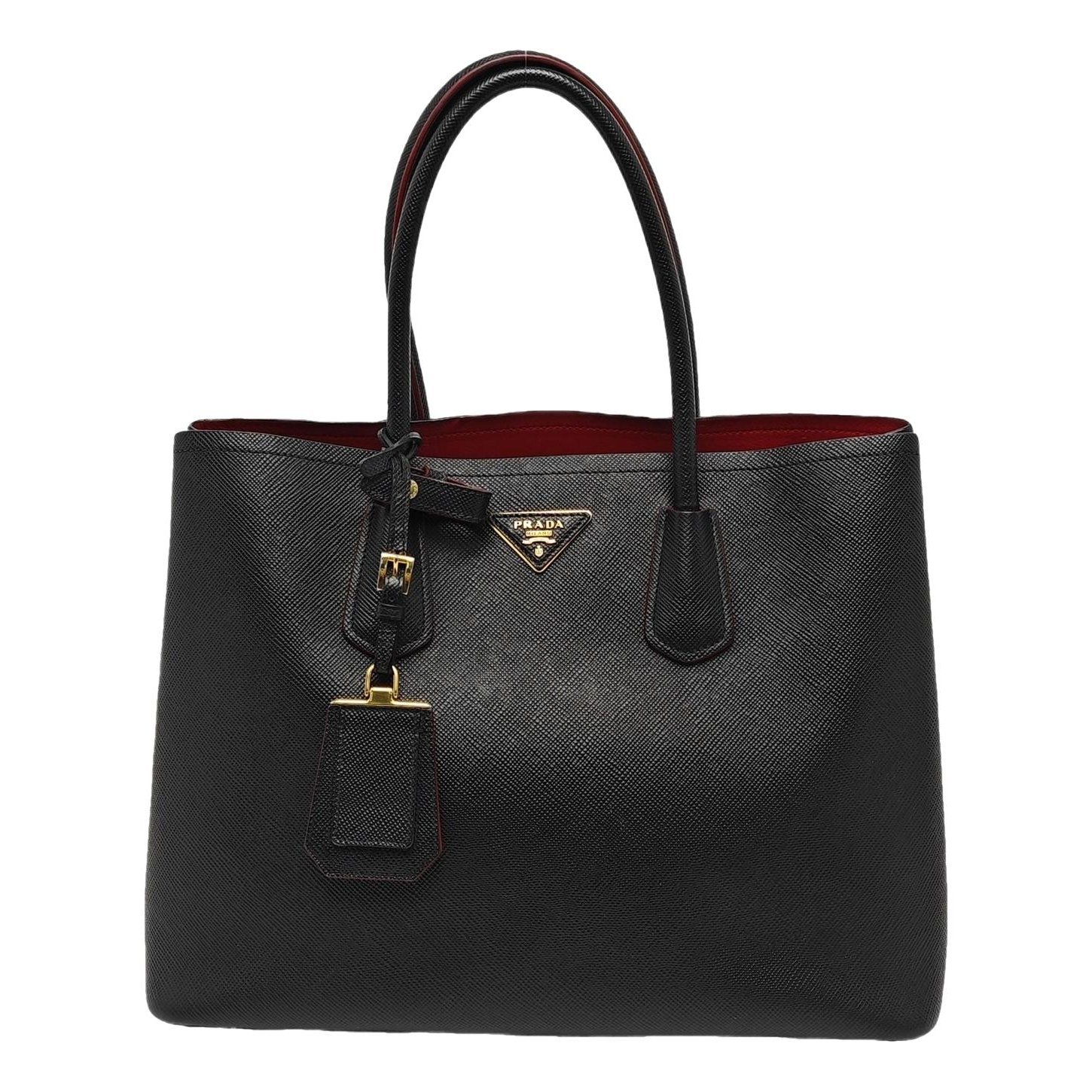 Double leather handbag