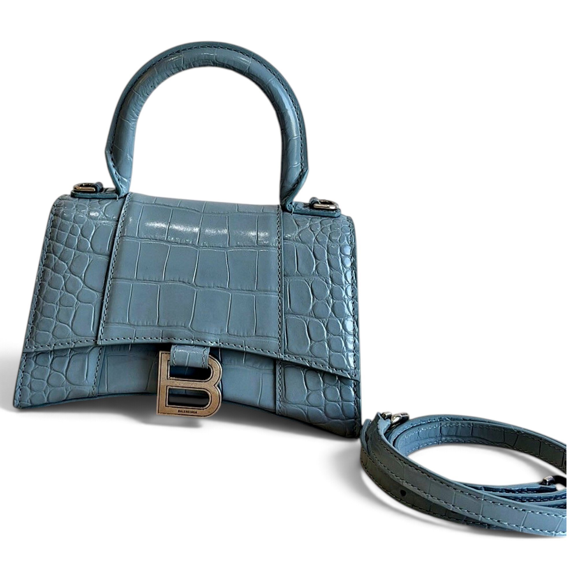 Hourglass leather handbag