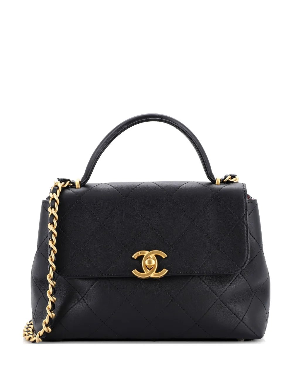 CC Top Handle Flap Bag Quilted Calfskin Large crossbody bag