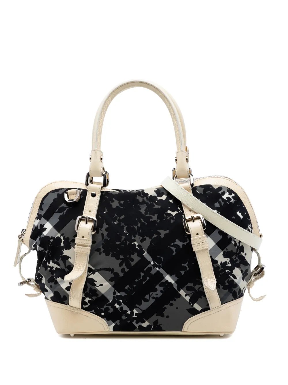 2000-2010 Floral Beat Check Nylon and Patent Foley satchel