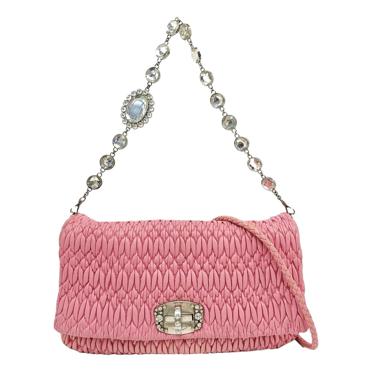 Miu Crystal leather handbag