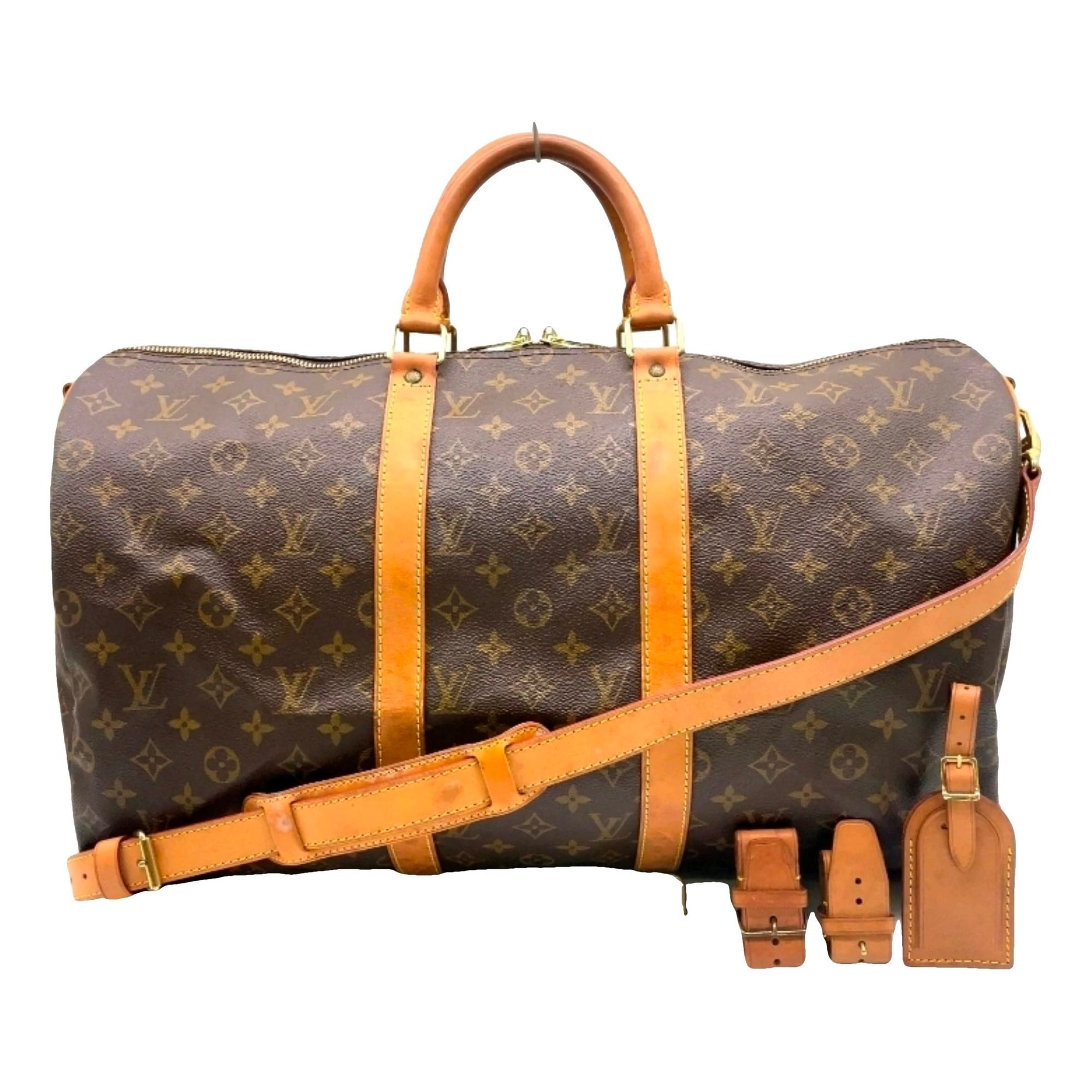 Louis Vuitton Keepall leather travel bag