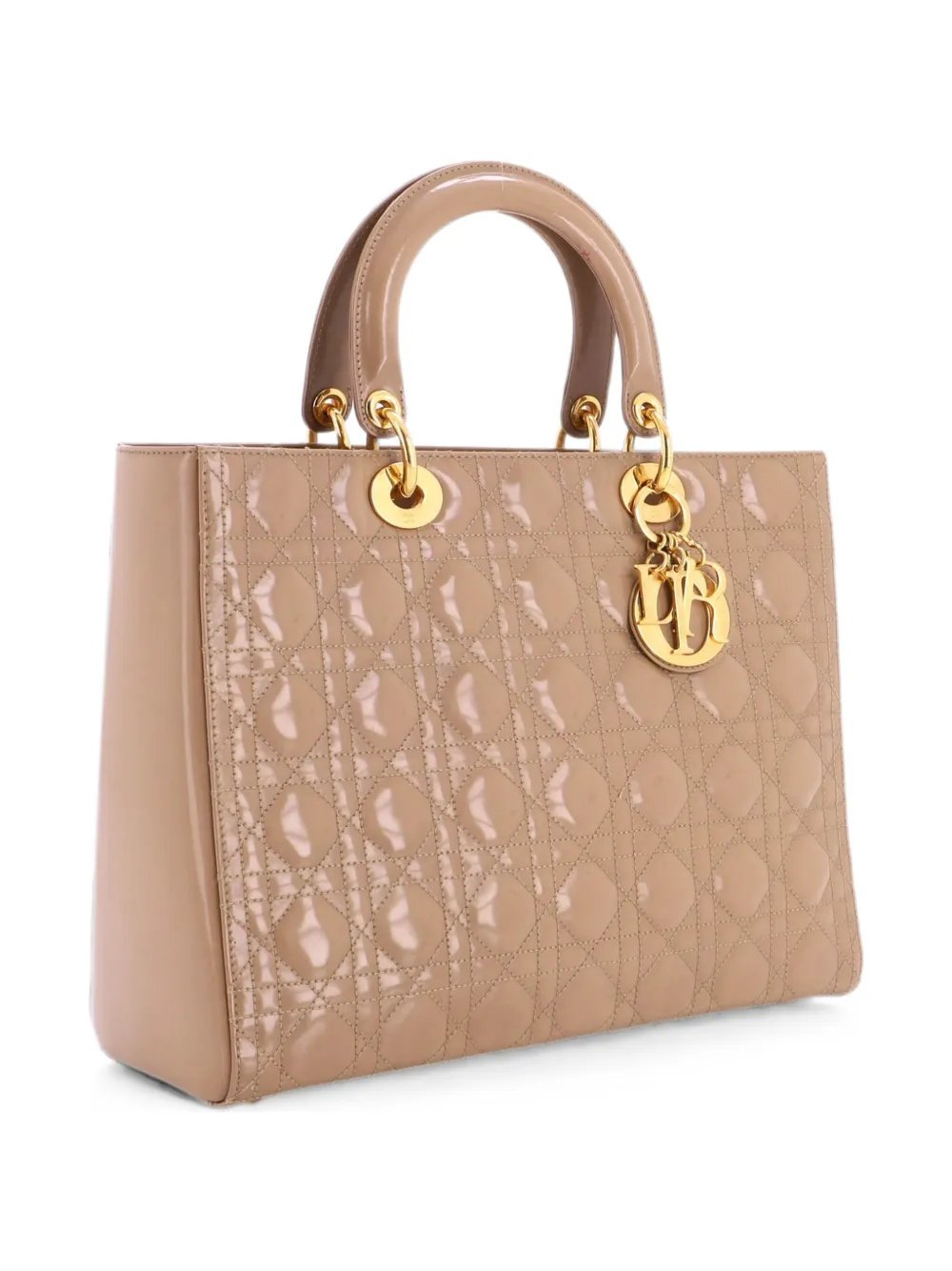 Vintage Lady Dior Bag Cannage Quilt Patent Large satchel