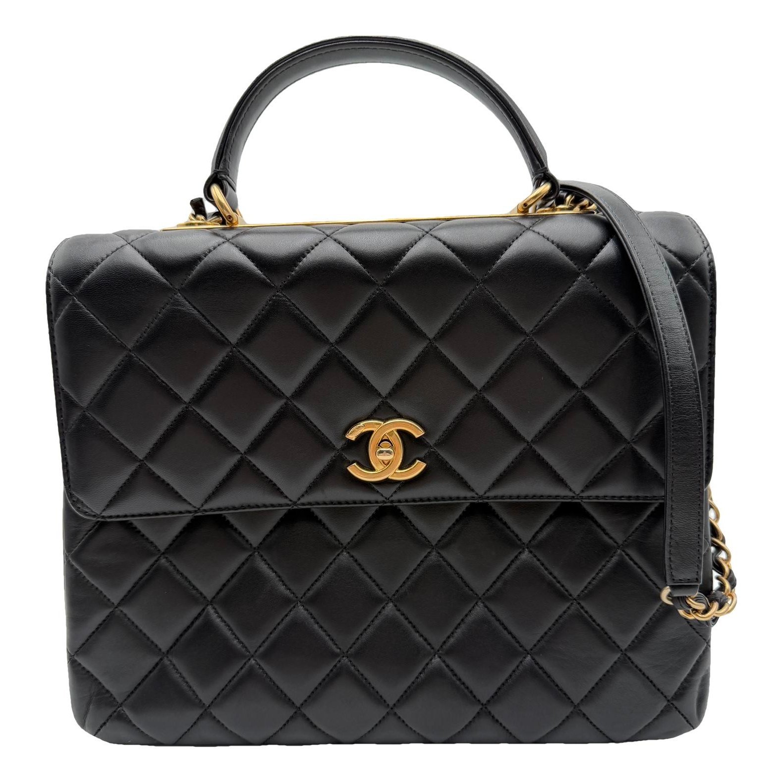 Trendy CC Top Handle leather handbag