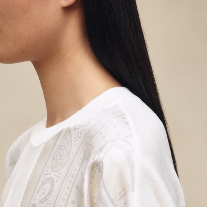 Blanc Tulle "Porte-bonheur Bandana" Long-sleeve Sweater