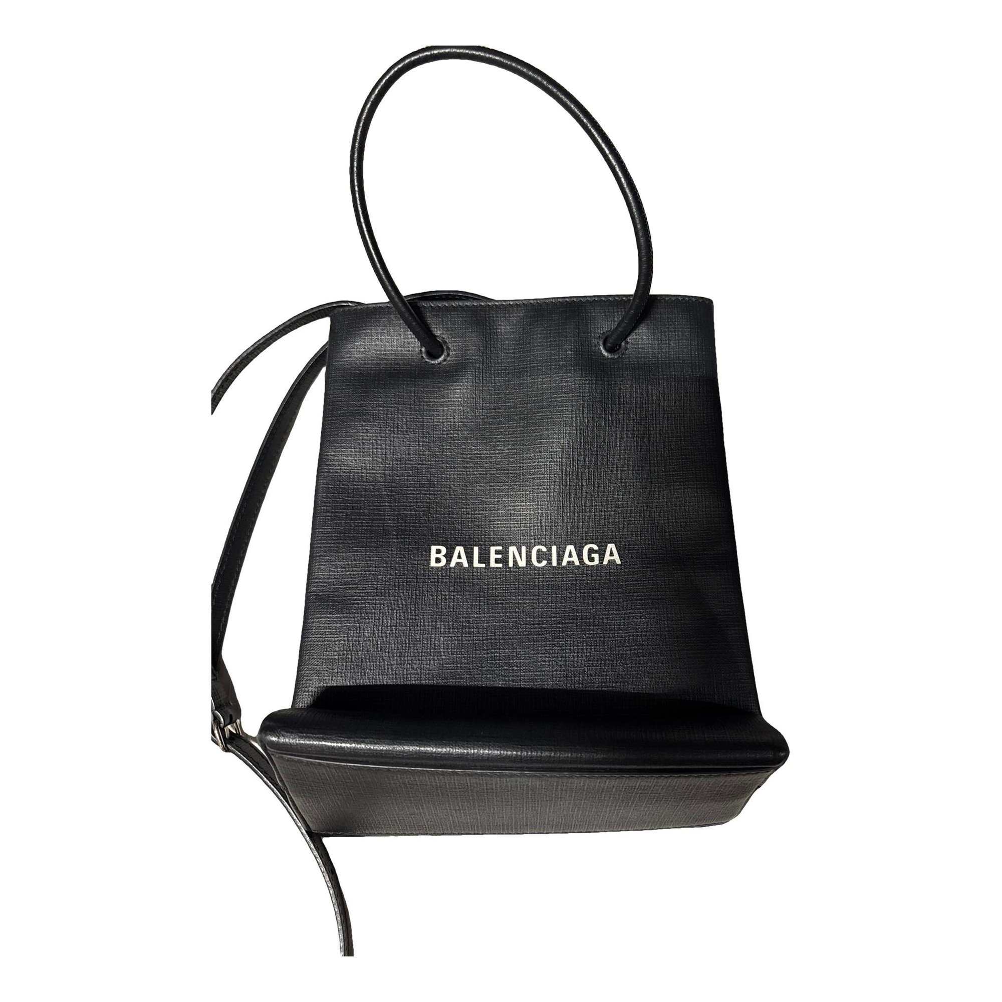 Plastic bag shooper leather crossbody bag