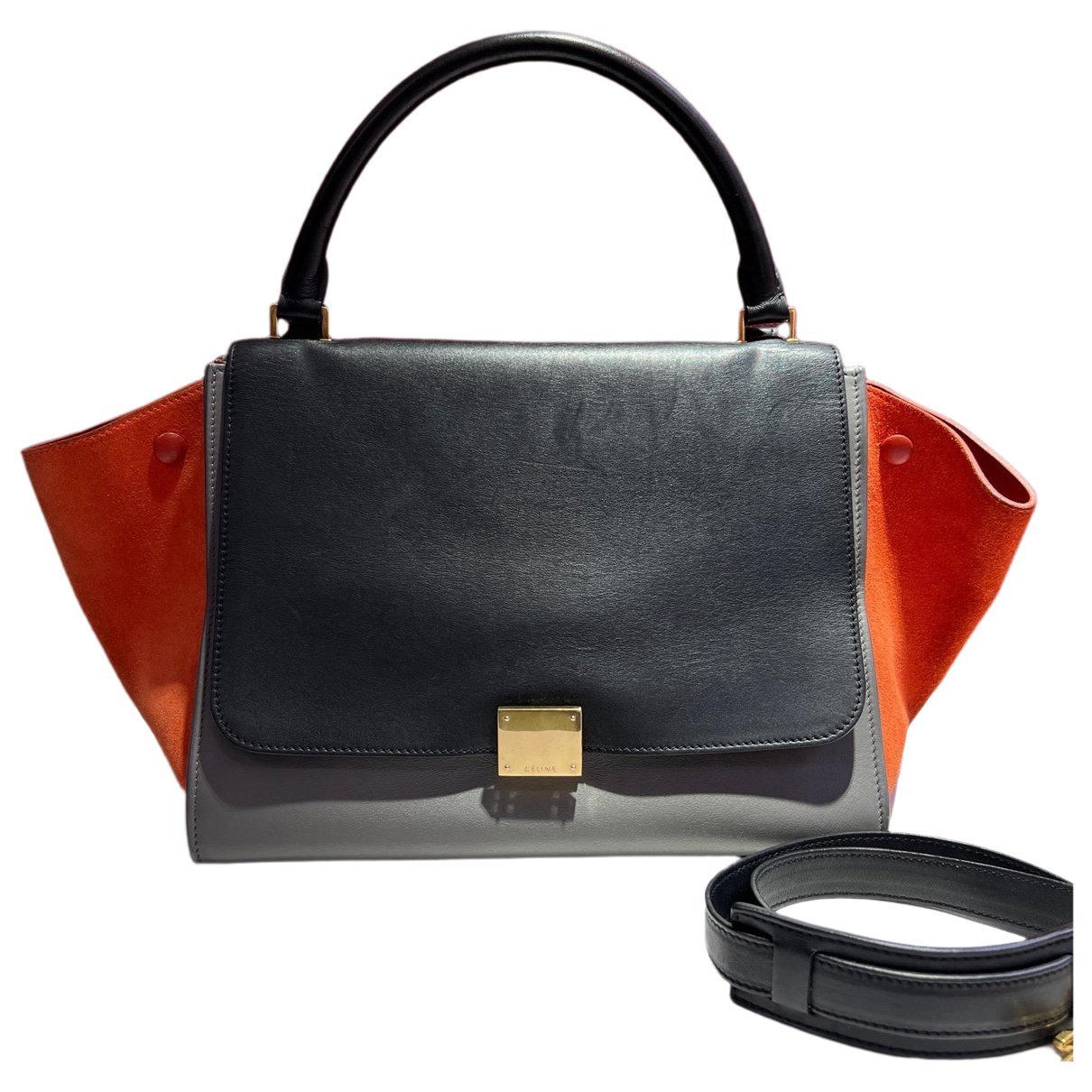 Trapèze leather handbag