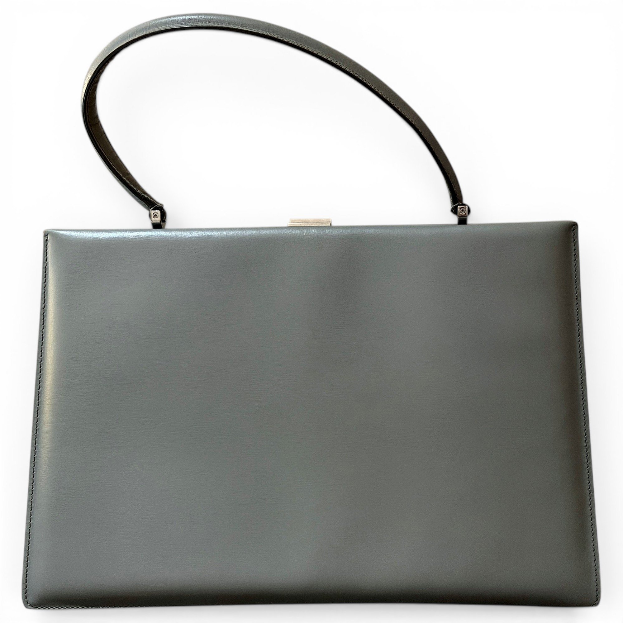 Clasp leather handbag