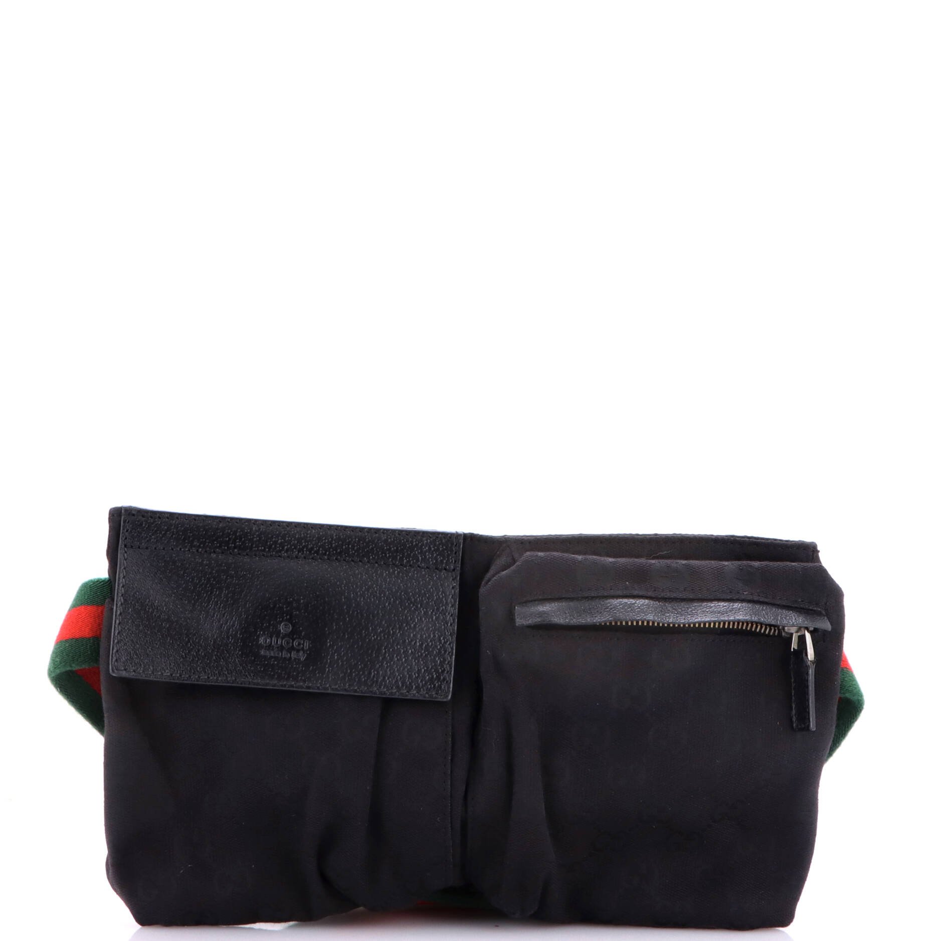 Vintage Double Belt Bag GG Canvas with Leather Small