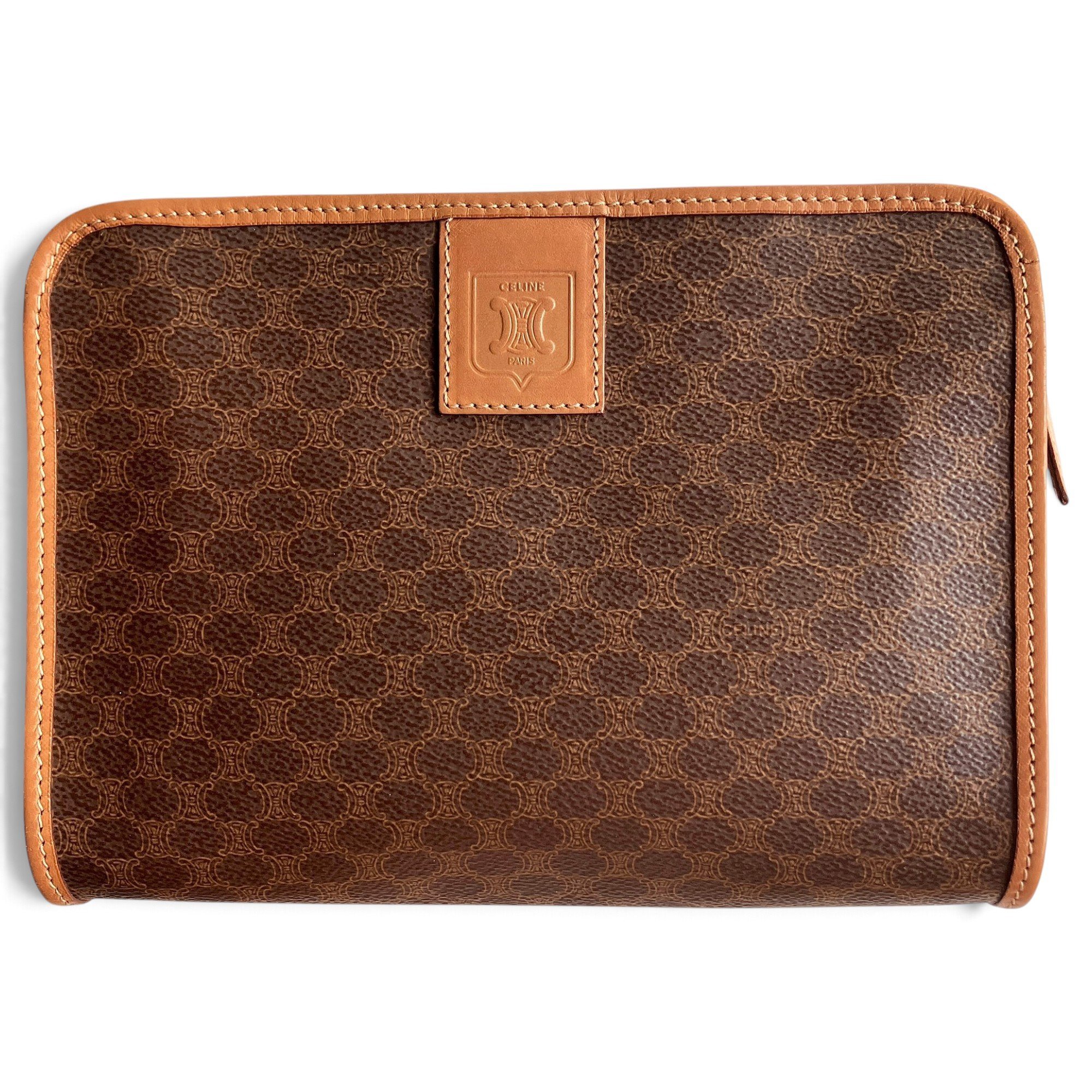 Triomphe Vintage leather clutch bag