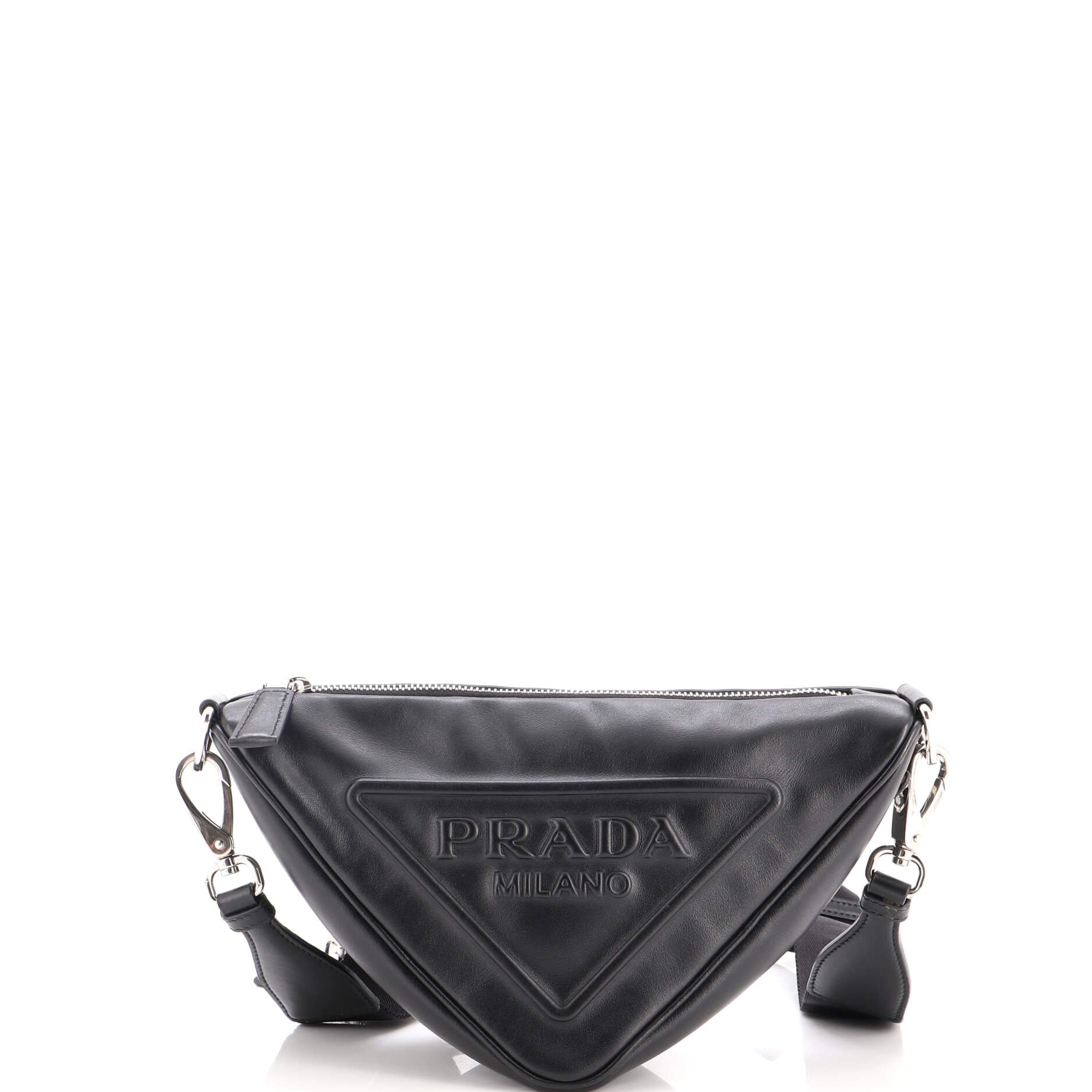 Triangle Logo Zip Crossbody Bag Leather Small