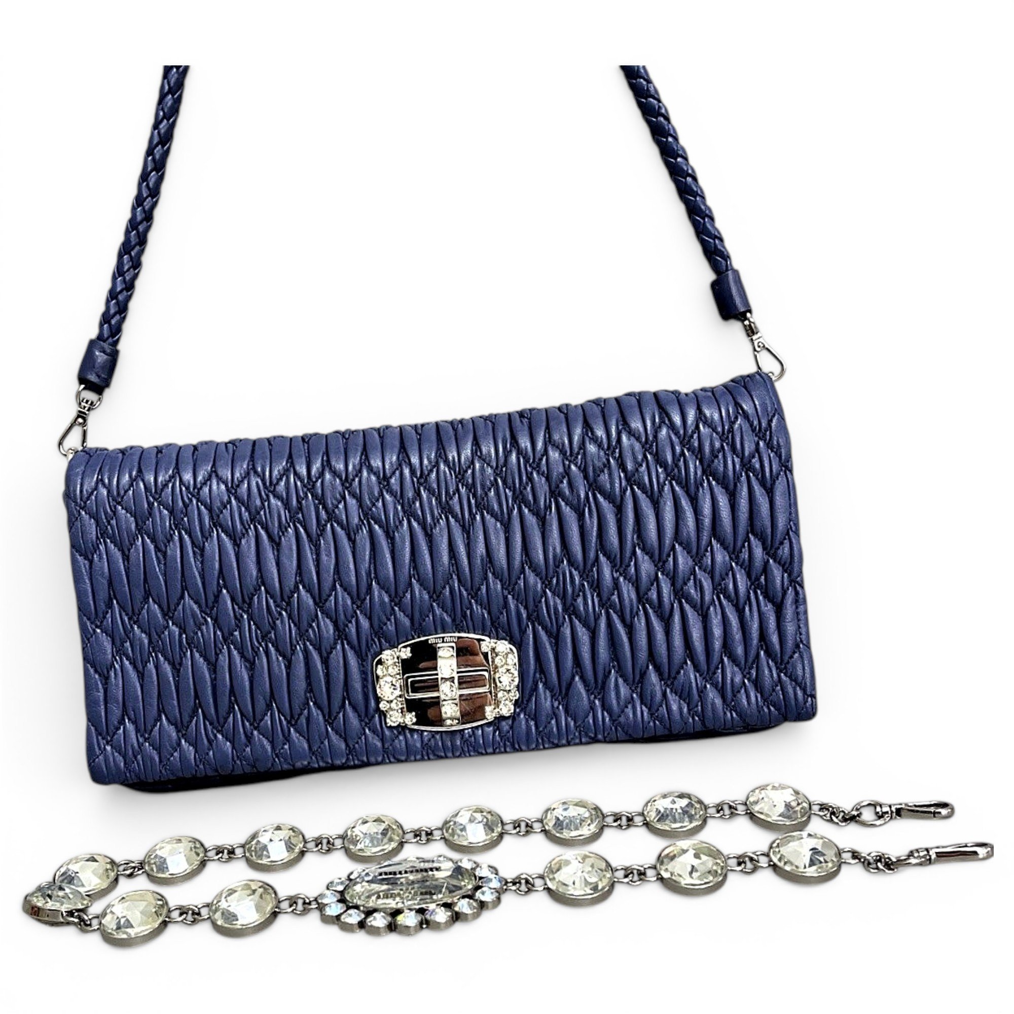 Miu Crystal leather handbag